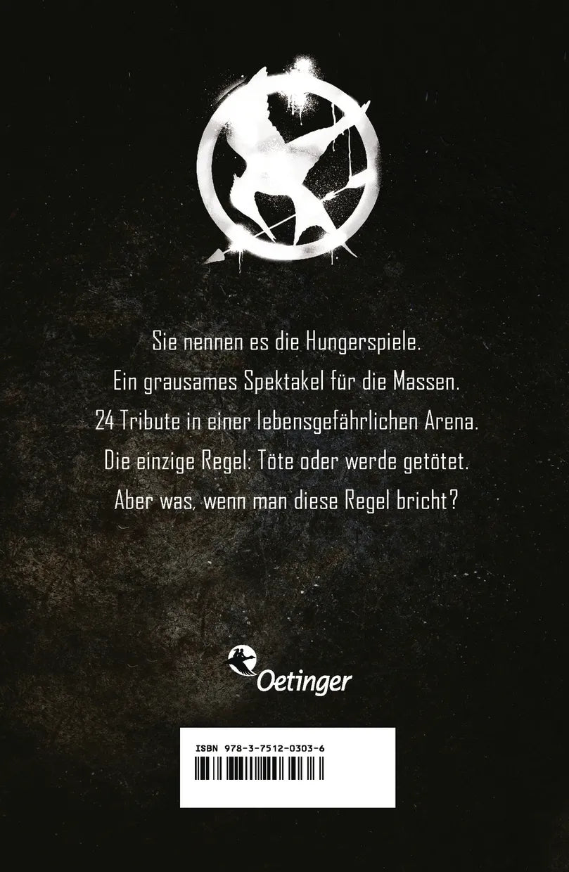 Buchrückseite von 'Die Tribute von Panem 1. Tödliche Spiele' mit Klappentext - Taschenbuch