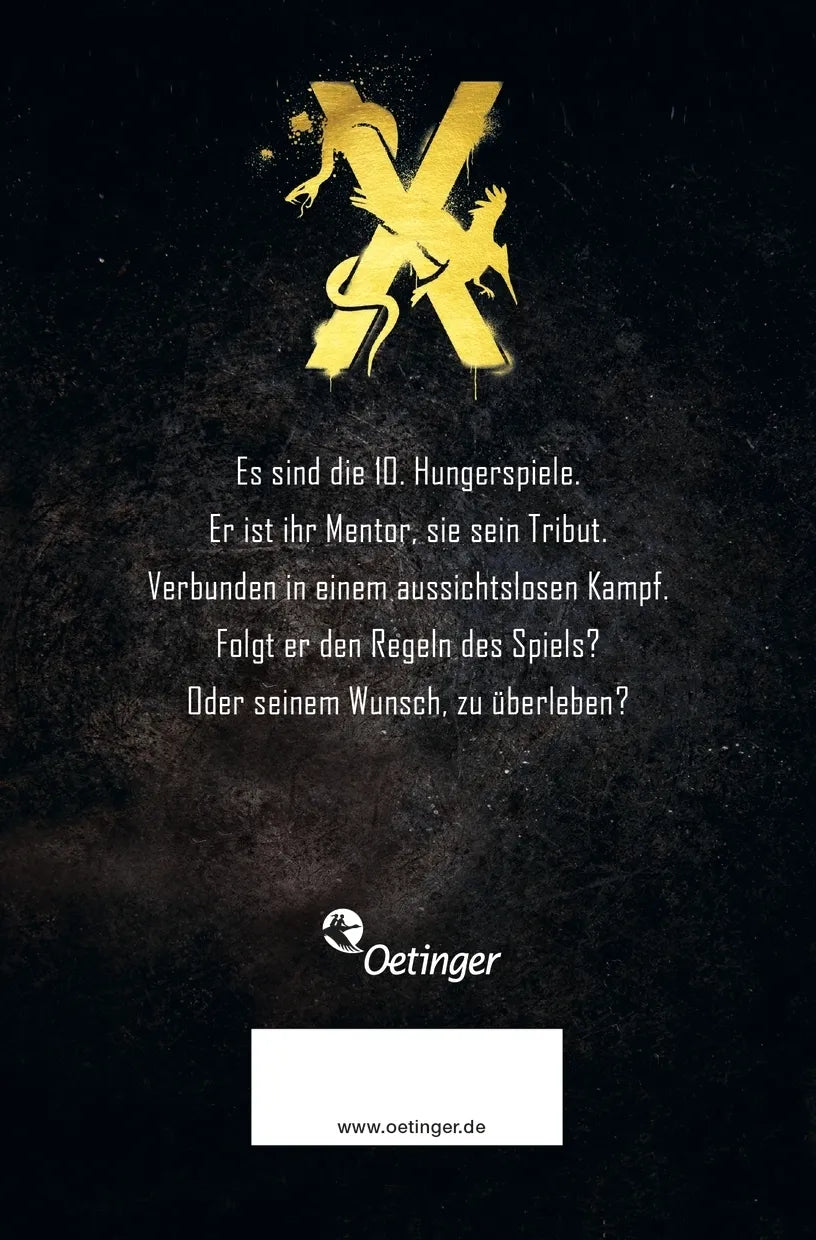 Buchrückseite von 'Die Tribute von Panem X. Das Lied von Vogel und Schlange' mit Klappentext - Taschenbuch