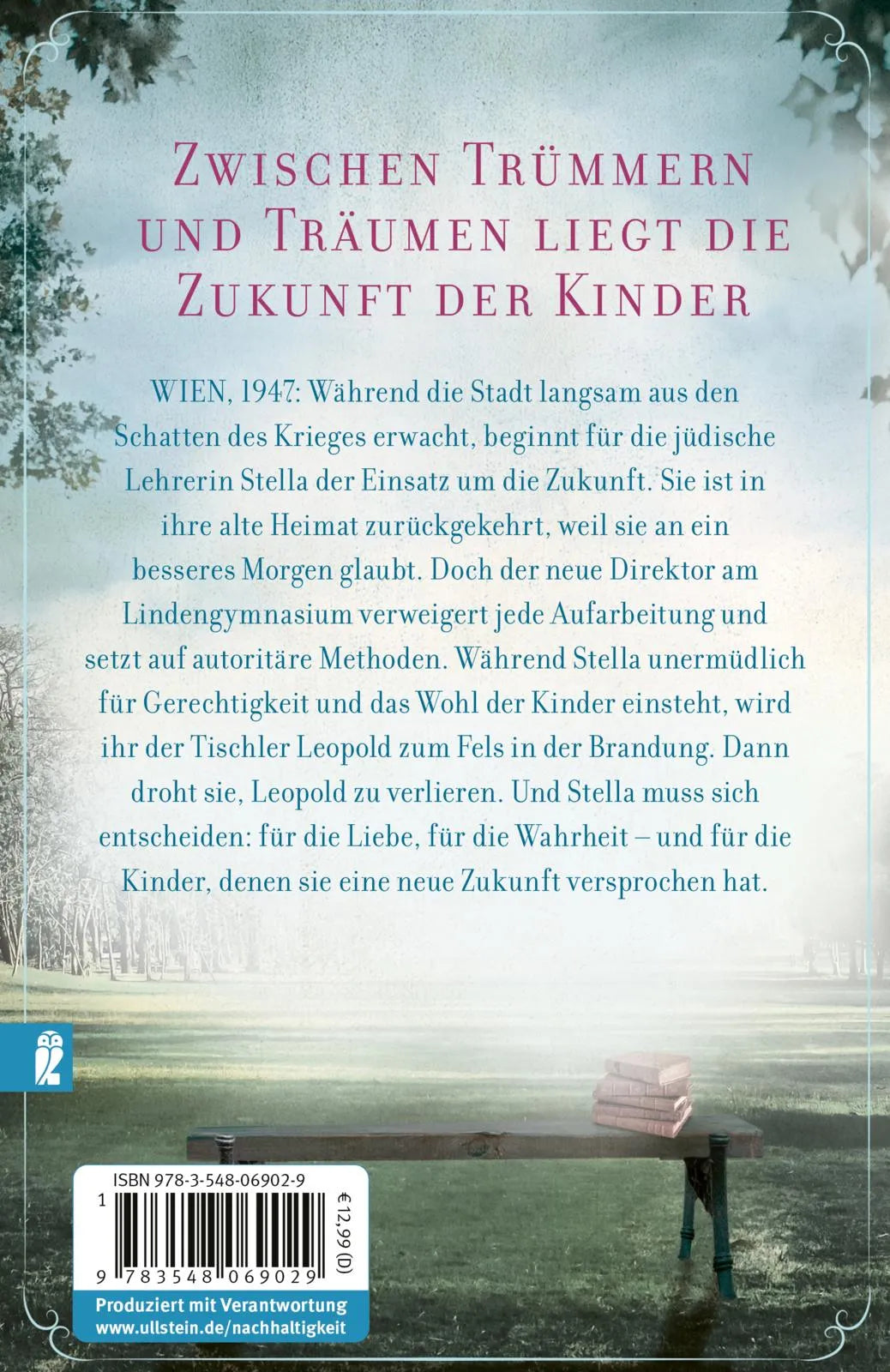 Buchrückseite von 'Die Trümmerschule – Jahre der Kinder' mit Klappentext - Taschenbuch
