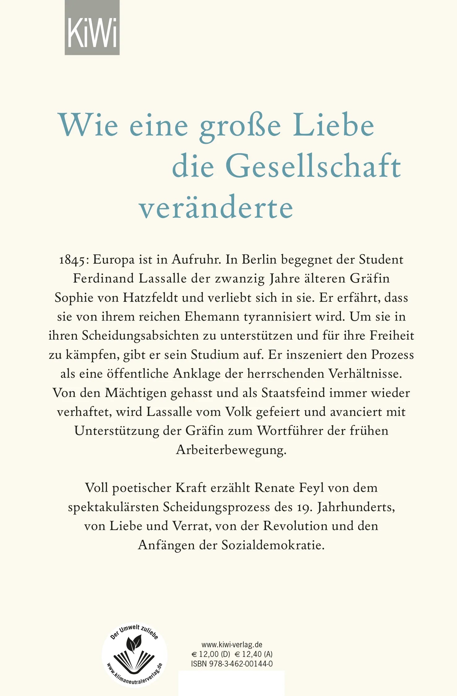 Buchrückseite von 'Die unerlässliche Bedingung des Glücks' mit Klappentext - Taschenbuch