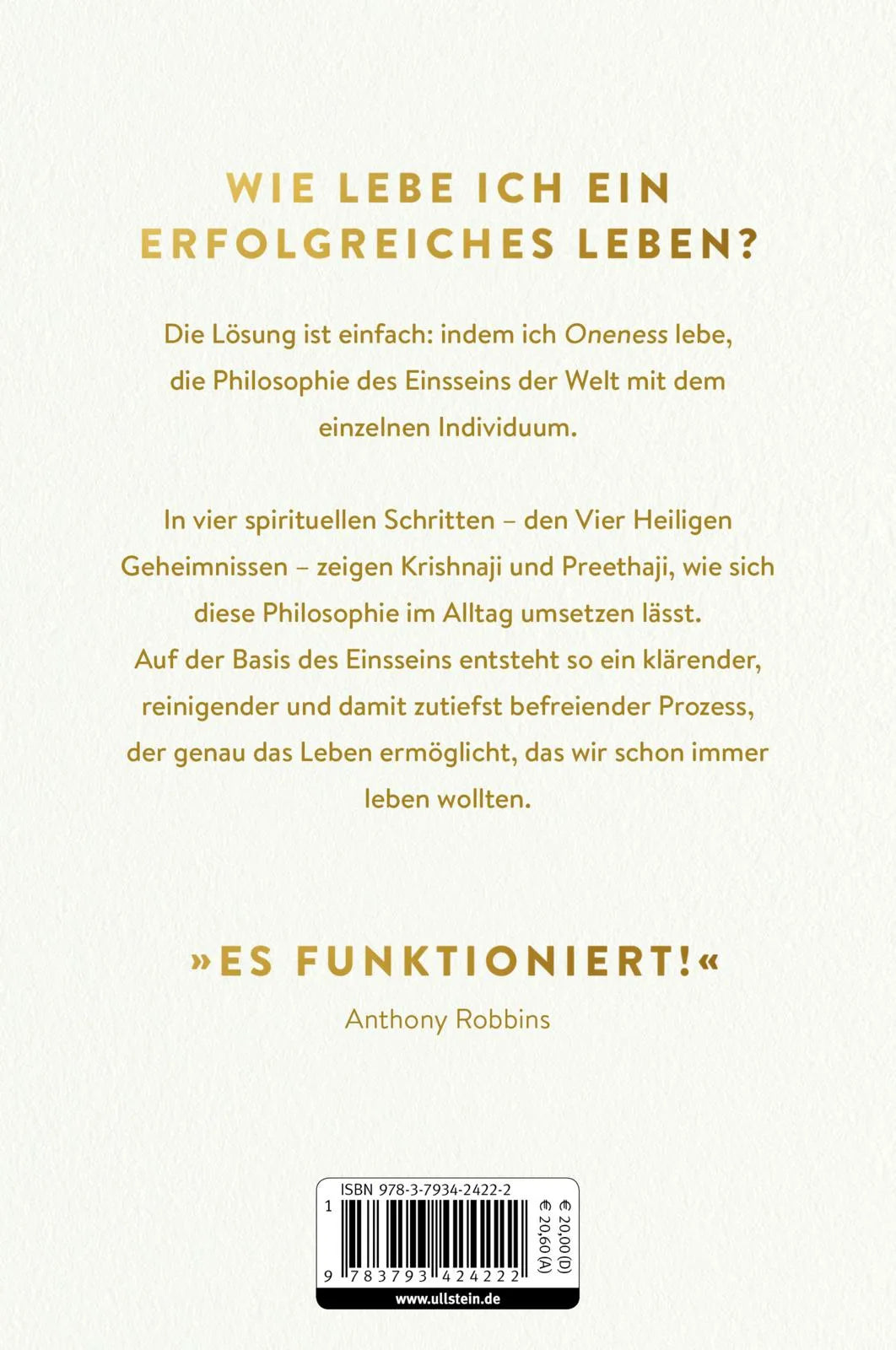 Buchrückseite von 'Die Vier Heiligen Geheimnisse für Liebe und Erfüllung' mit Klappentext - Paperback