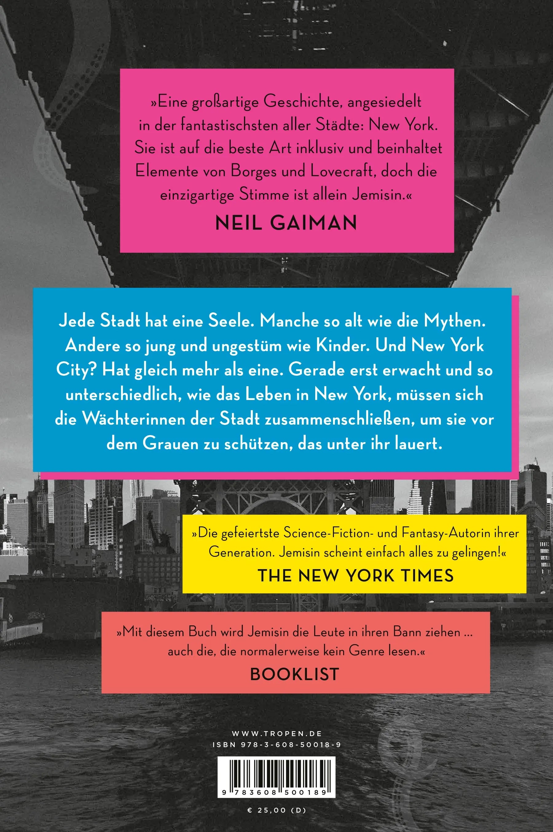 Buchrückseite von 'Die Wächterinnen von New York' mit Klappentext - Gebundene Ausgabe