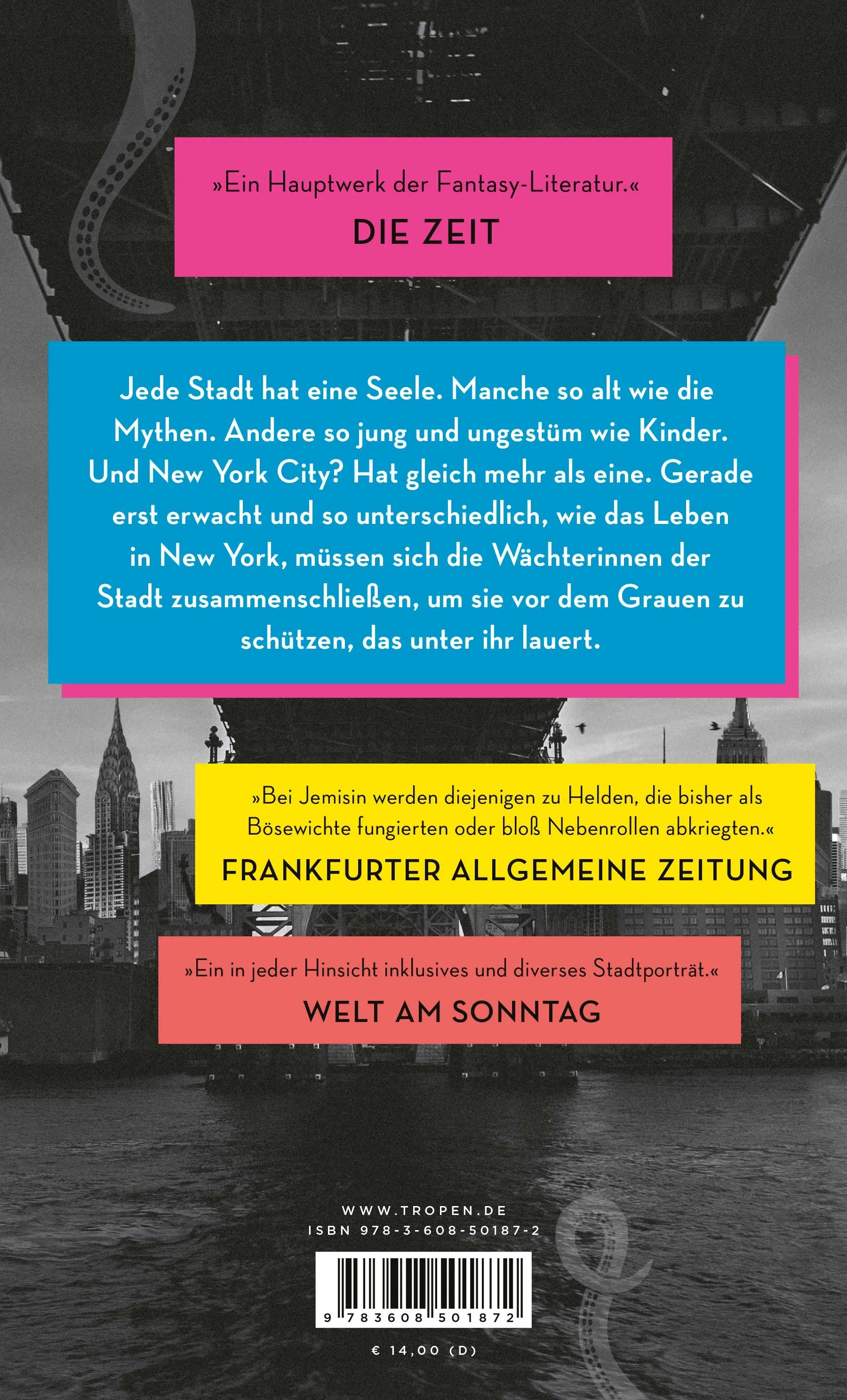 Buchrückseite von 'Die Wächterinnen von New York' mit Klappentext - Taschenbuch