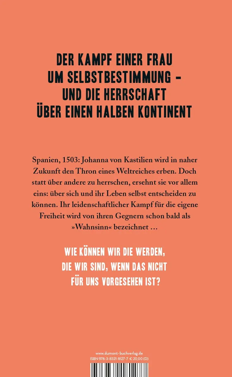 Buchrückseite von 'Die Wahnsinnige' mit Klappentext - Gebundene Ausgabe