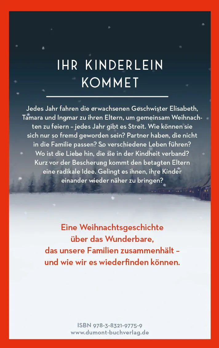 Buchrückseite von 'Die Weihnachtsgeschwister' mit Klappentext - Gebundene Ausgabe