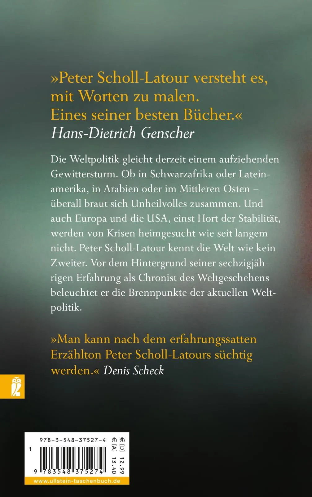 Buchrückseite von 'Die Welt aus den Fugen' mit Klappentext - Taschenbuch