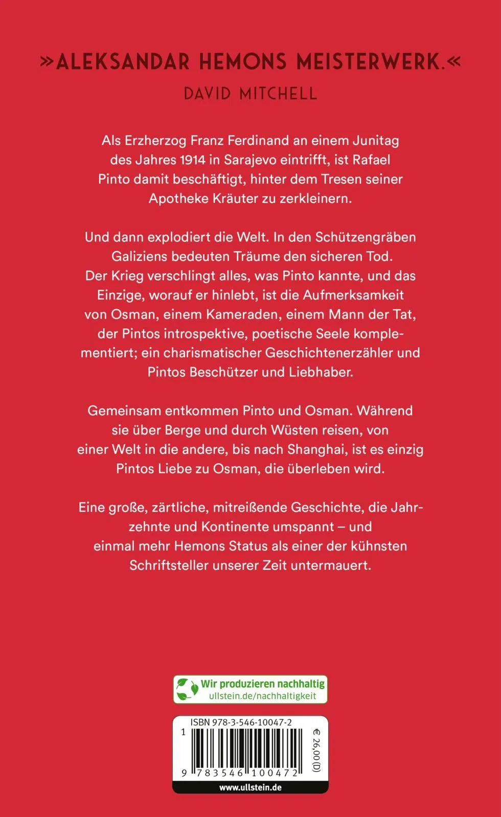 Buchrückseite von 'Die Welt und alles, was sie enthält' mit Klappentext - Gebundene Ausgabe
