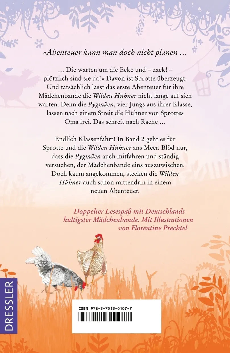Buchrückseite von 'Die Wilden Hühner. Band 1-2' mit Klappentext - Taschenbuch