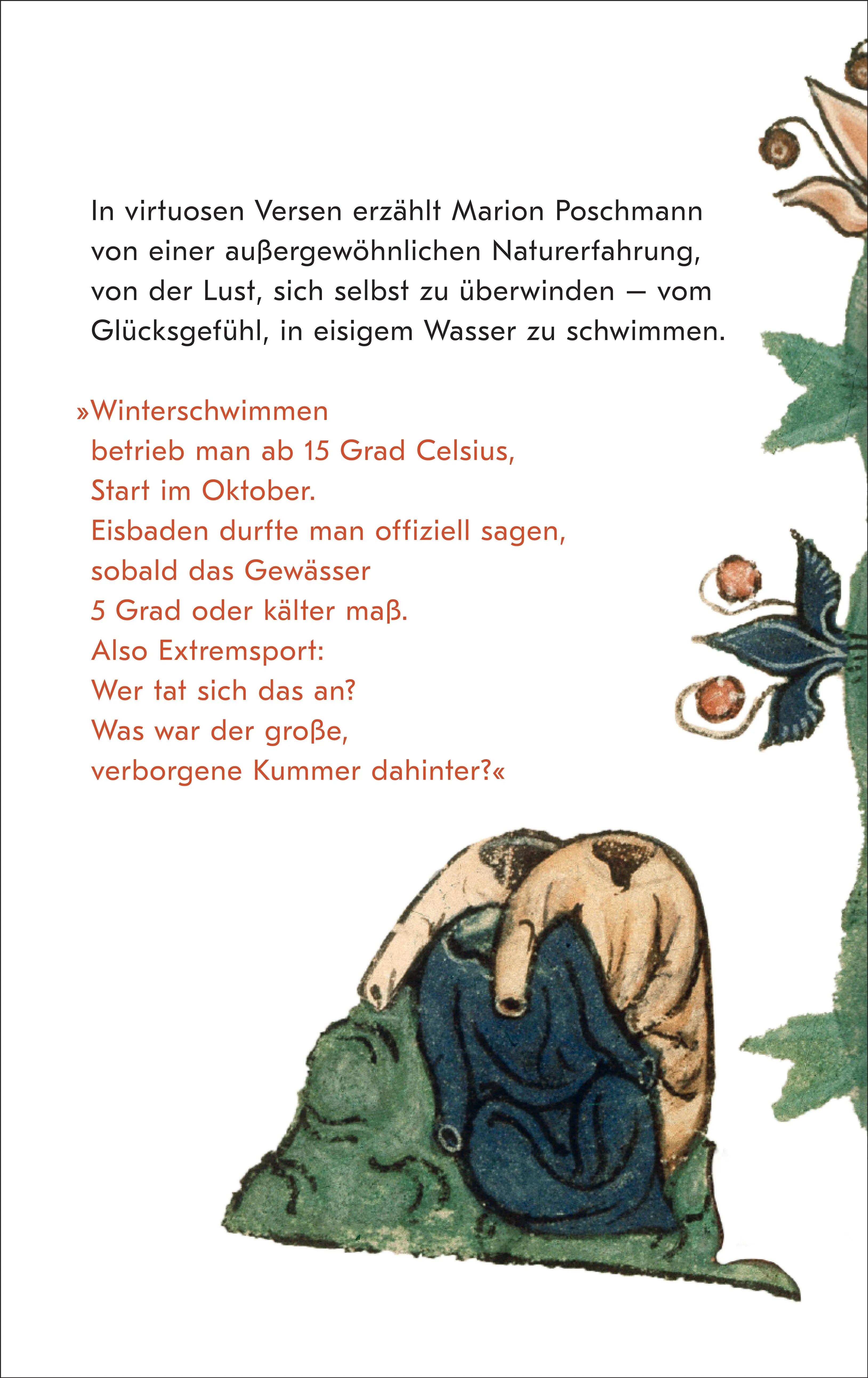 Buchrückseite von 'Die Winterschwimmerin' mit Klappentext - Gebundene Ausgabe