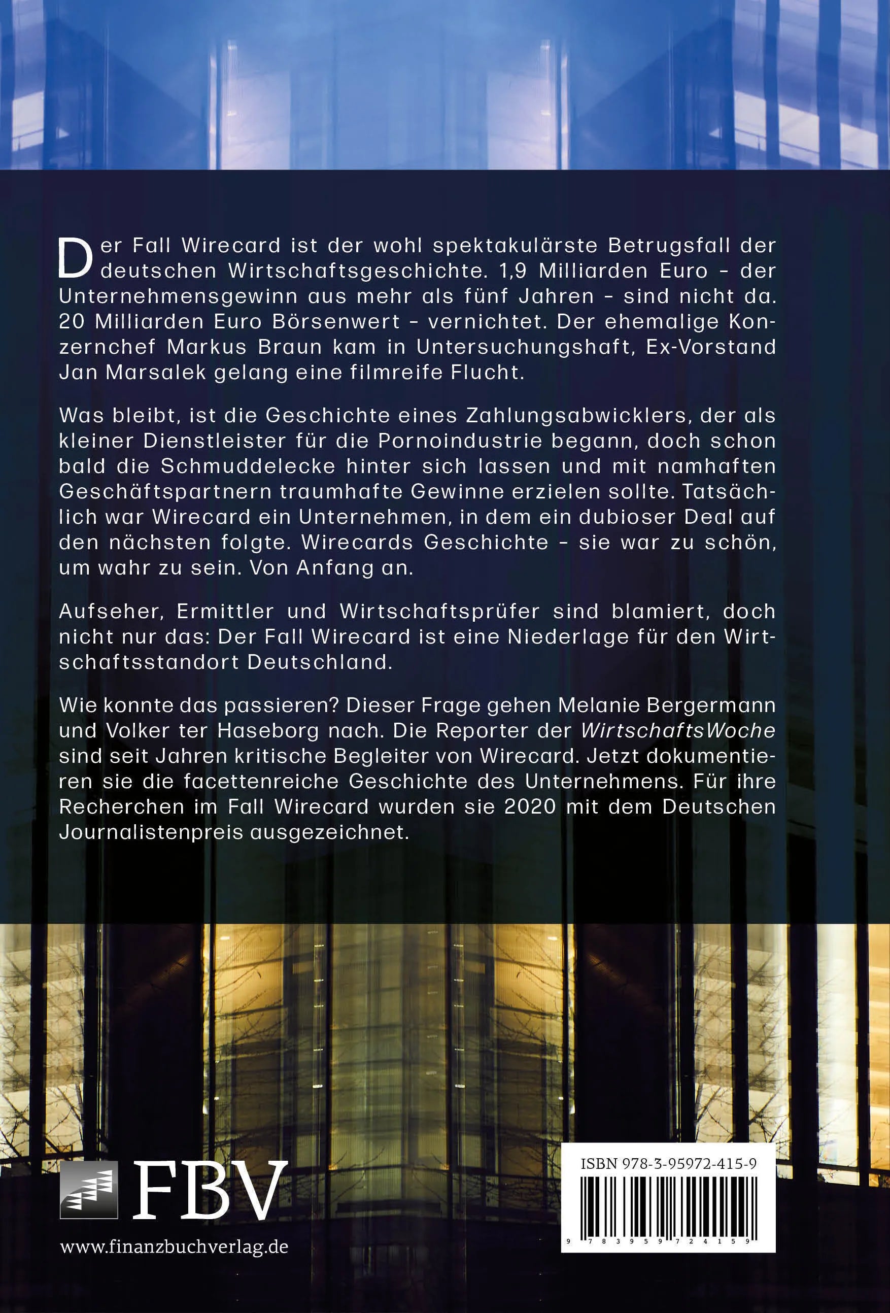 Buchrückseite von 'Die Wirecard-Story' mit Klappentext - Gebundene Ausgabe