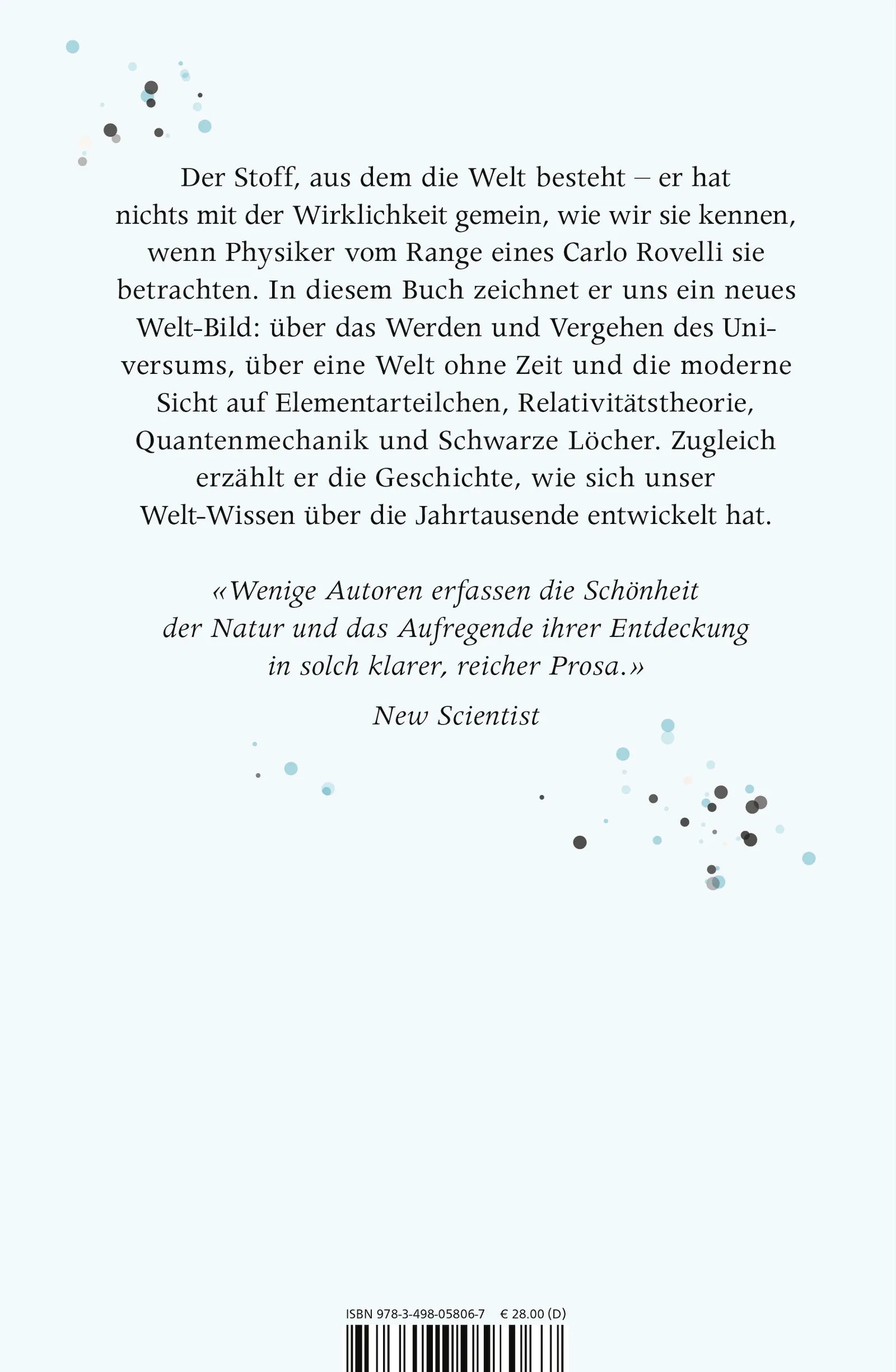 Buchrückseite von 'Die Wirklichkeit, die nicht so ist, ...' mit Klappentext - Gebundene Ausgabe