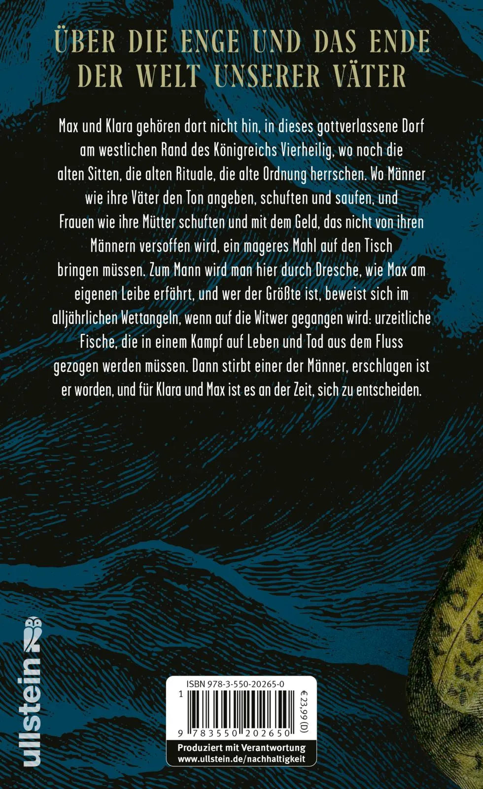 Buchrückseite von 'Die Witwer von Chaltouva' mit Klappentext - Gebundene Ausgabe