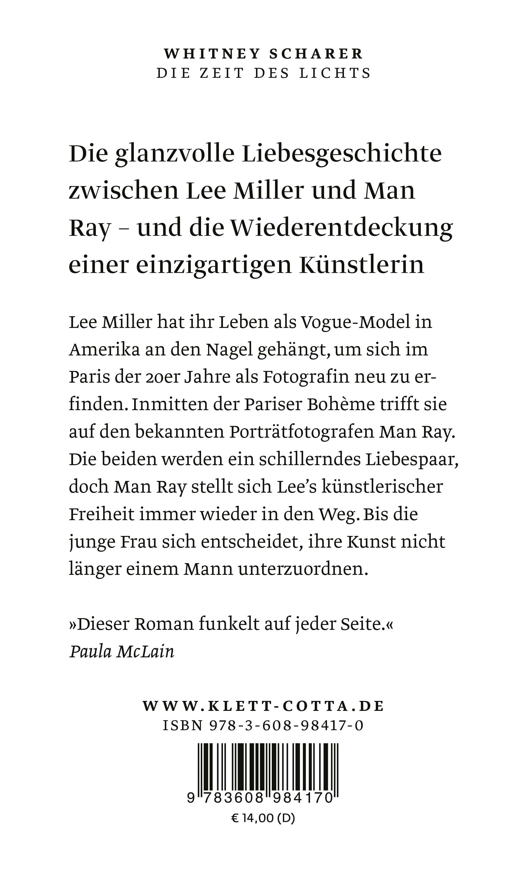 Buchrückseite von 'Die Zeit des Lichts' mit Klappentext - Taschenbuch