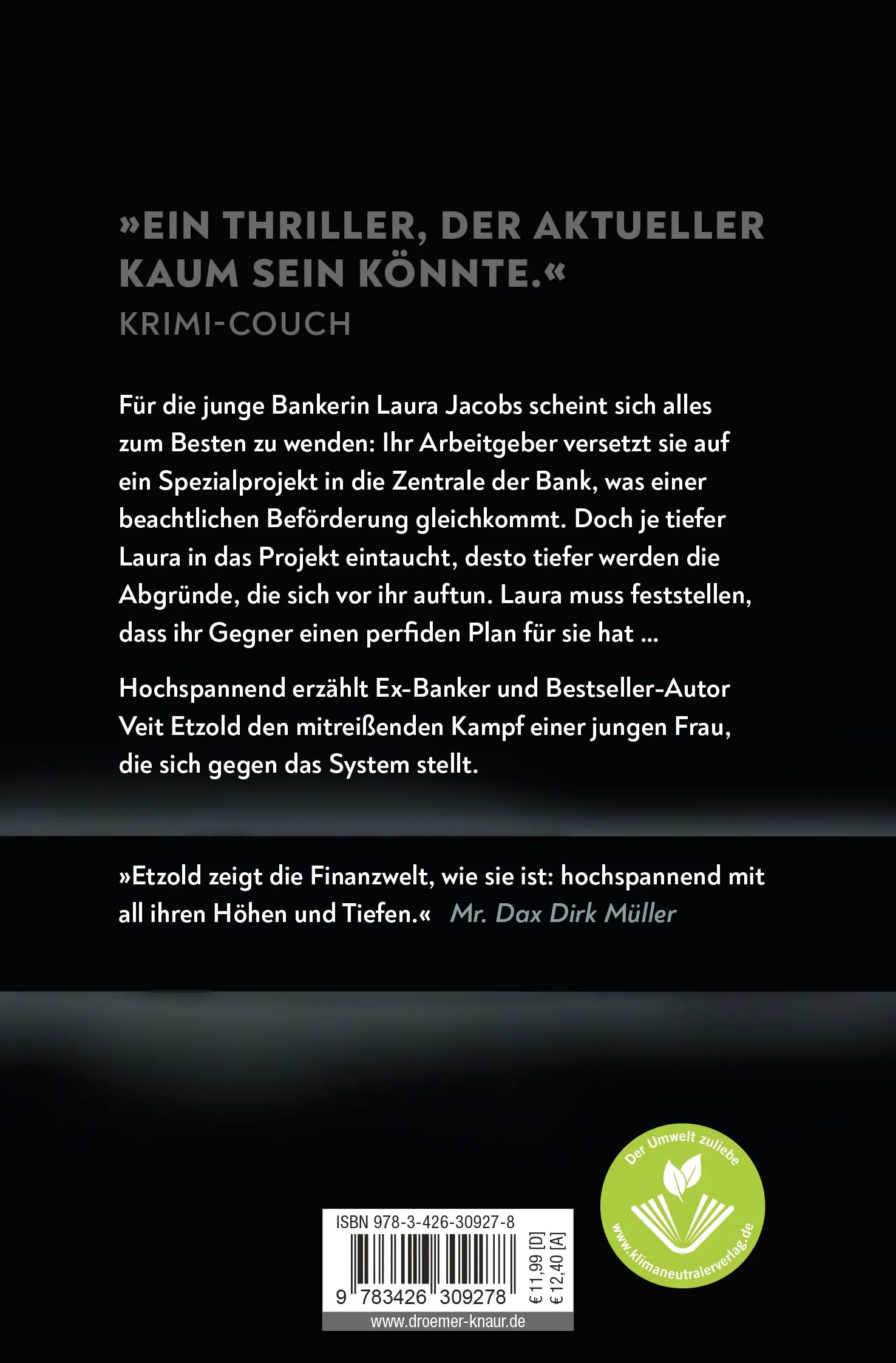 Buchrückseite von 'Die Zentrale' mit Klappentext - Taschenbuch