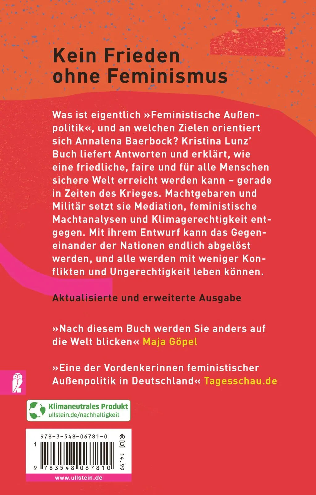 Buchrückseite von 'Die Zukunft der Außenpolitik ist feministisch' mit Klappentext - Taschenbuch