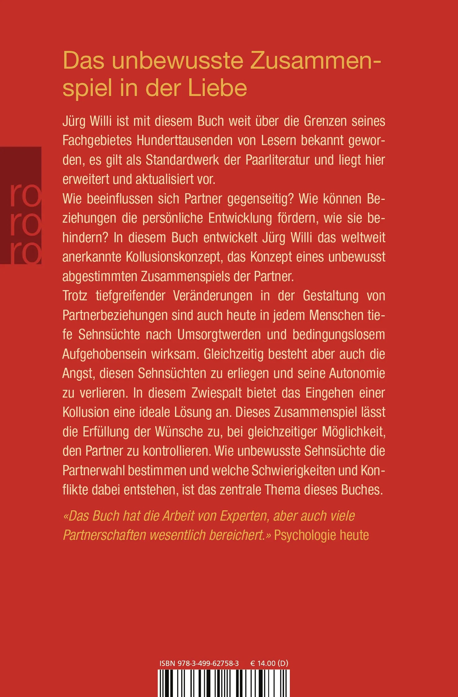 Buchrückseite von 'Die Zweierbeziehung' mit Klappentext - Taschenbuch