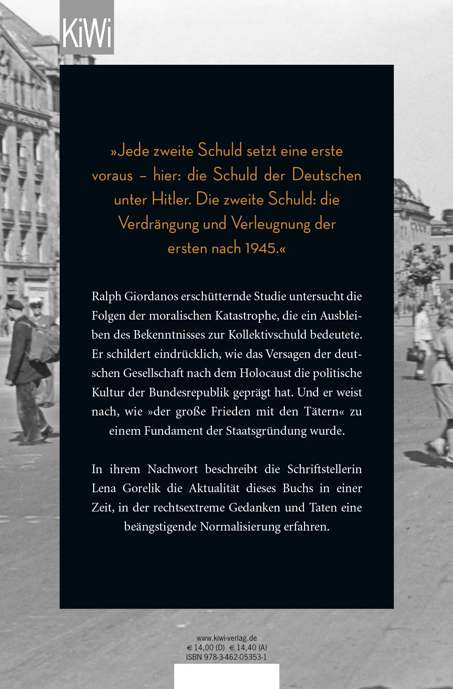 Buchrückseite von 'Die zweite Schuld' mit Klappentext - Taschenbuch