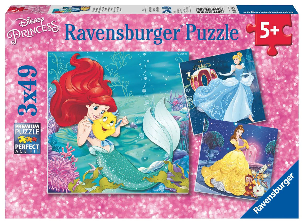 Kinderpuzzle: Kinderpuzzle 3x49 Teile - Disney Prinzessinnen - Abenteuer der Prinzessinnen