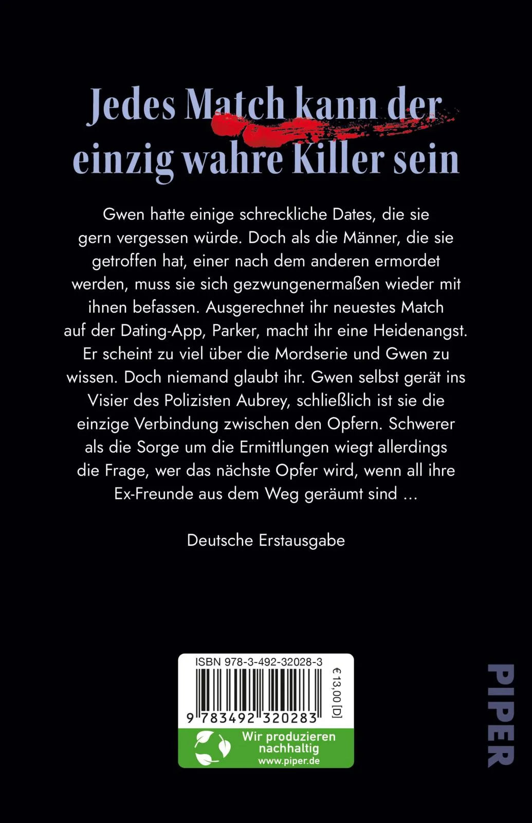 Buchrückseite von 'Don’t Swipe Right' mit Klappentext - Taschenbuch