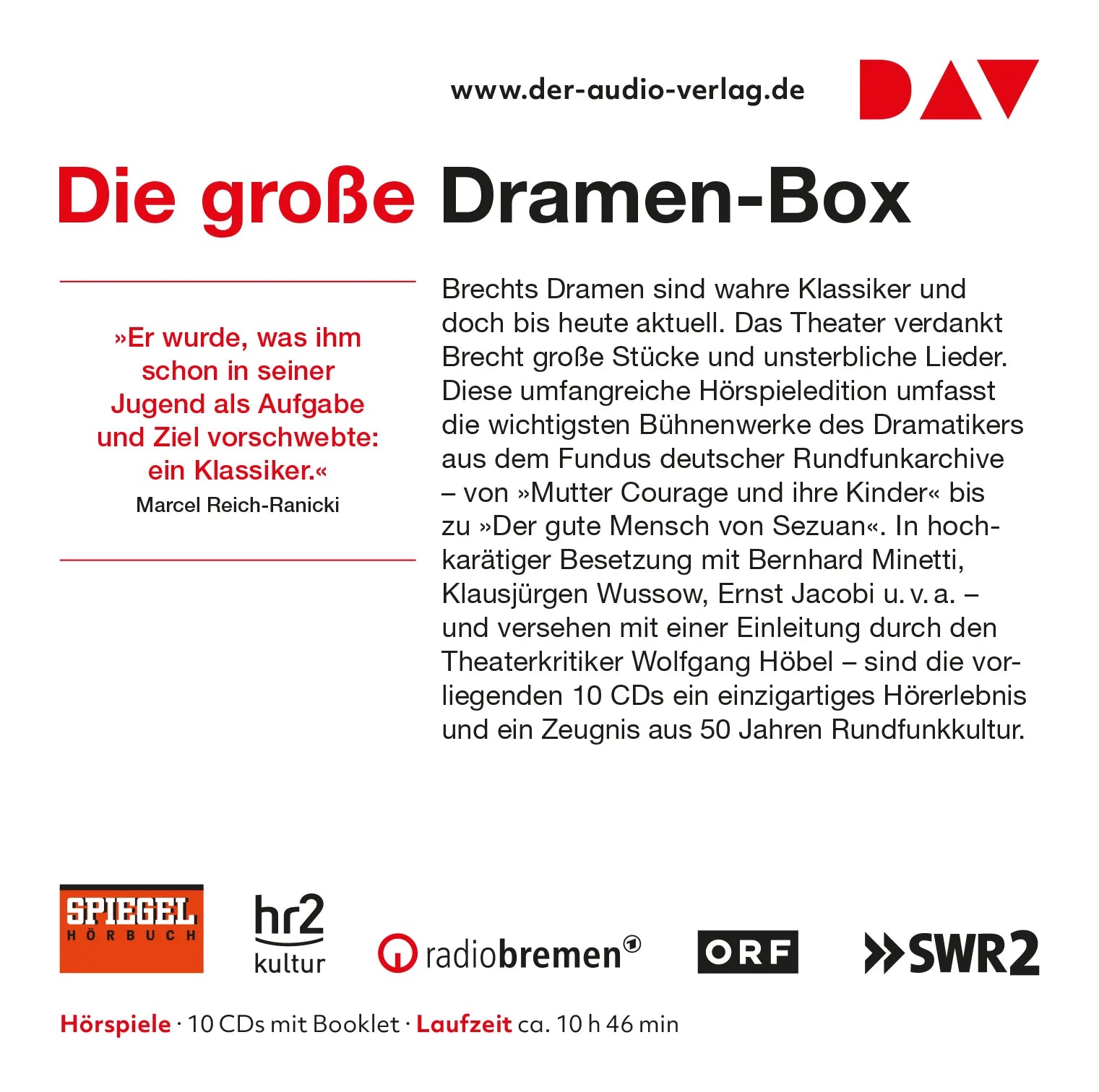 Buchrückseite von 'Dramen' mit Klappentext - Hörbuch (CD)
