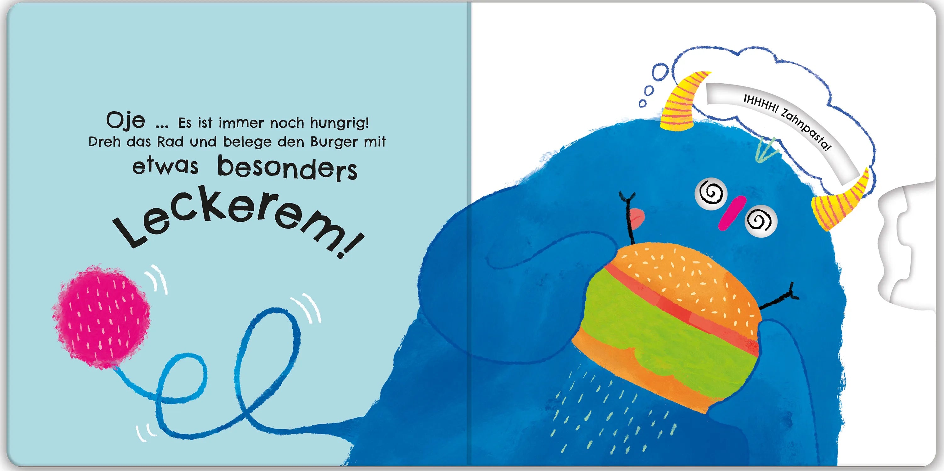 Detailansicht: Dreh-das-Rad-Buch: Füttere dein Monster (Hardcover)