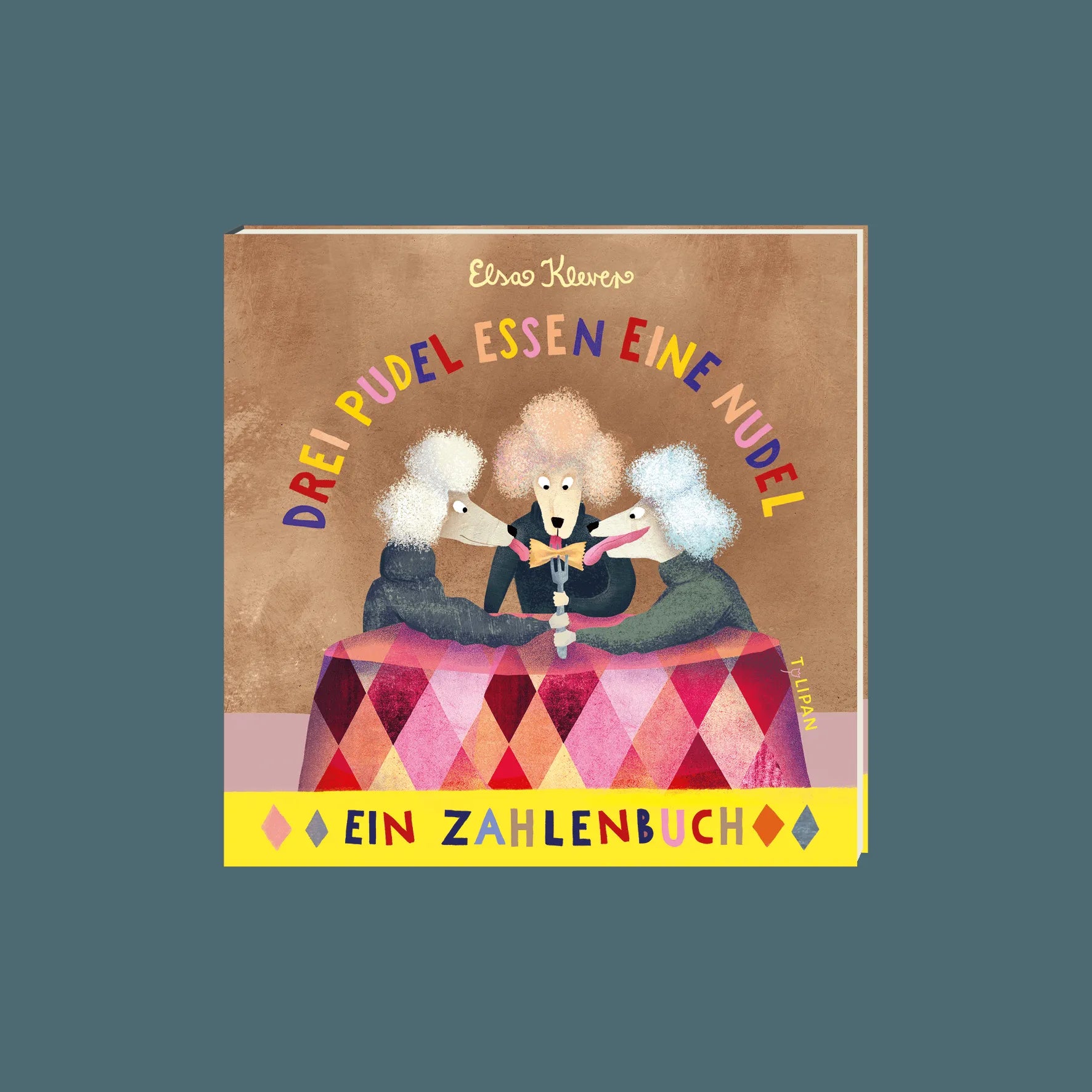 Detailansicht: Drei Pudel essen eine Nudel (Hardcover)
