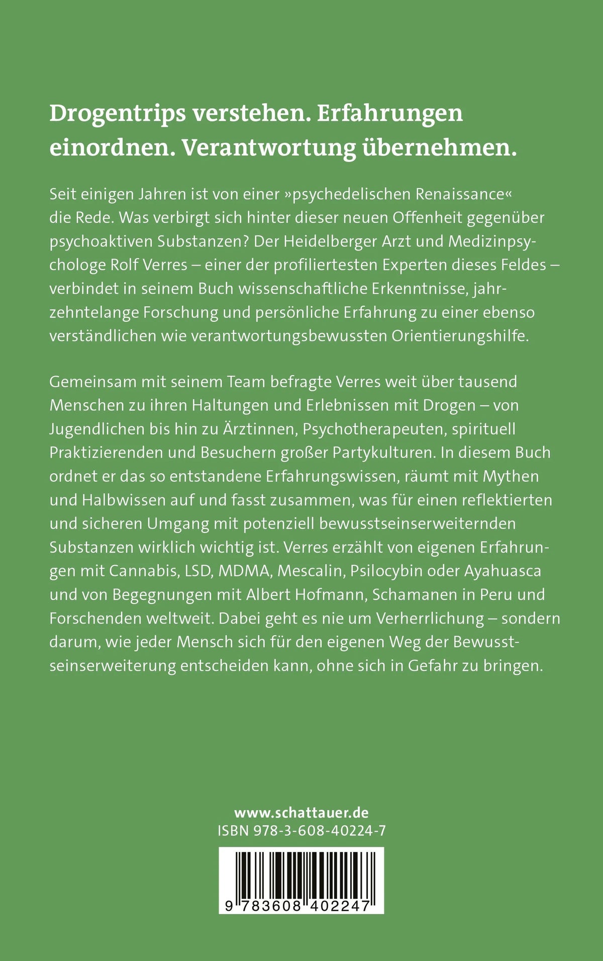 Rückseite: Drogen und die Kunst zu leben (Paperback)