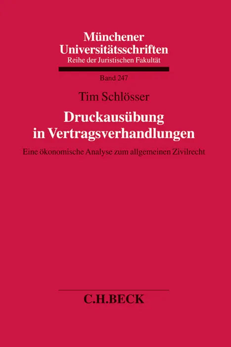 Buchcover von 'Druckausübung in Vertragsverhandlungen' - Taschenbuch von Tim Schlösser