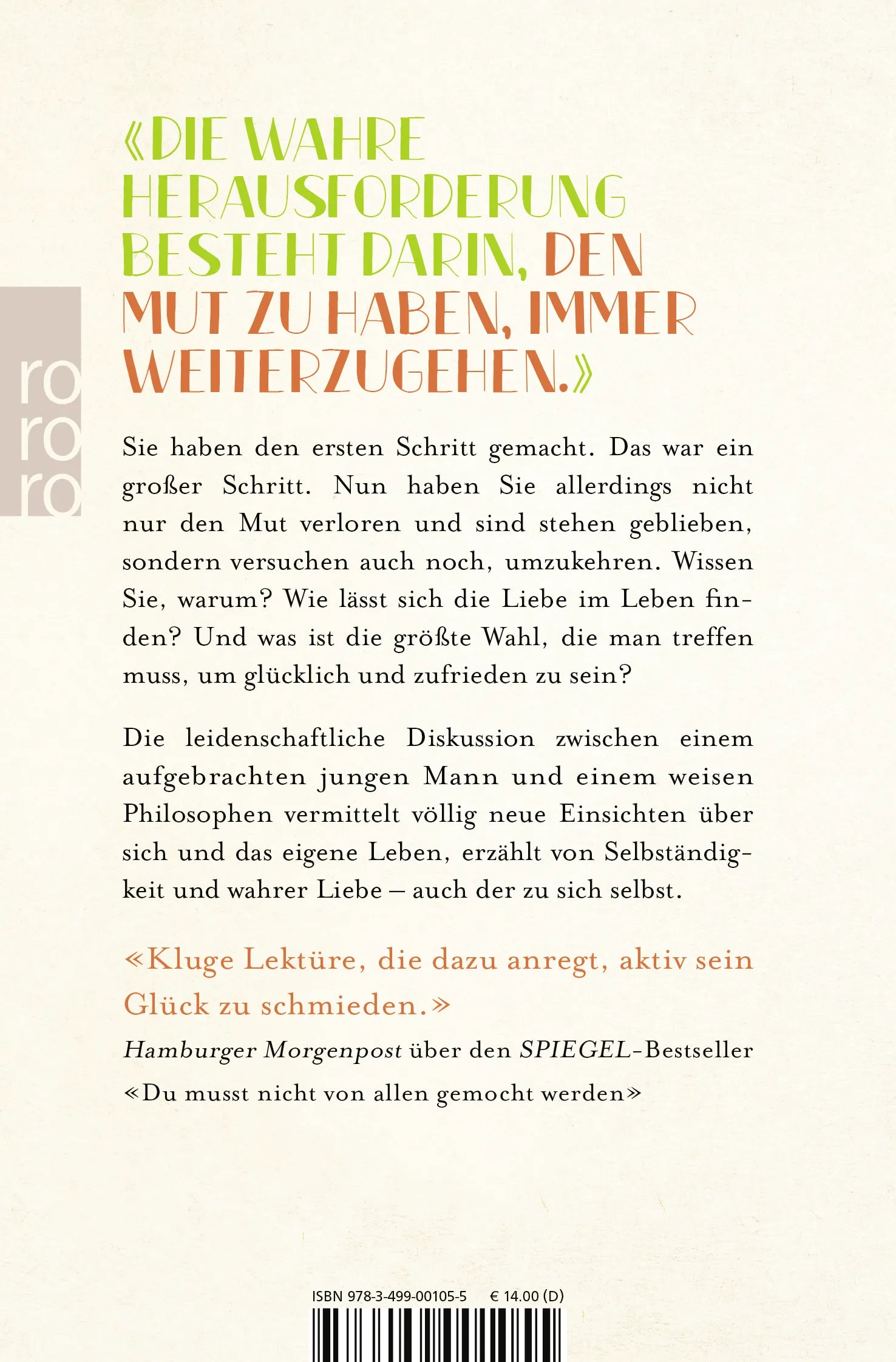 Buchrückseite von 'Du bist genug' mit Klappentext - Taschenbuch