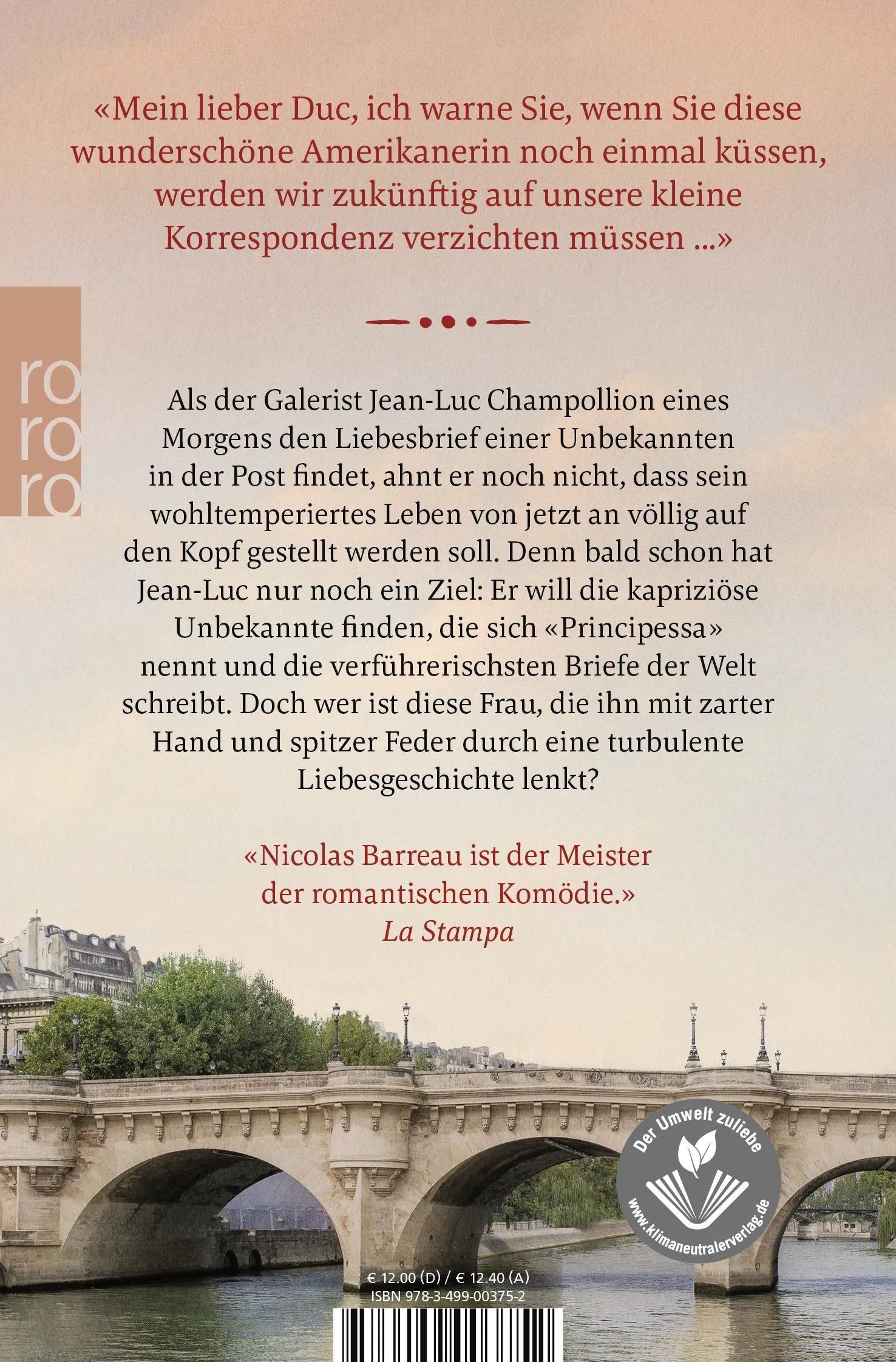 Buchrückseite von 'Du findest mich am Ende der Welt' mit Klappentext - Taschenbuch