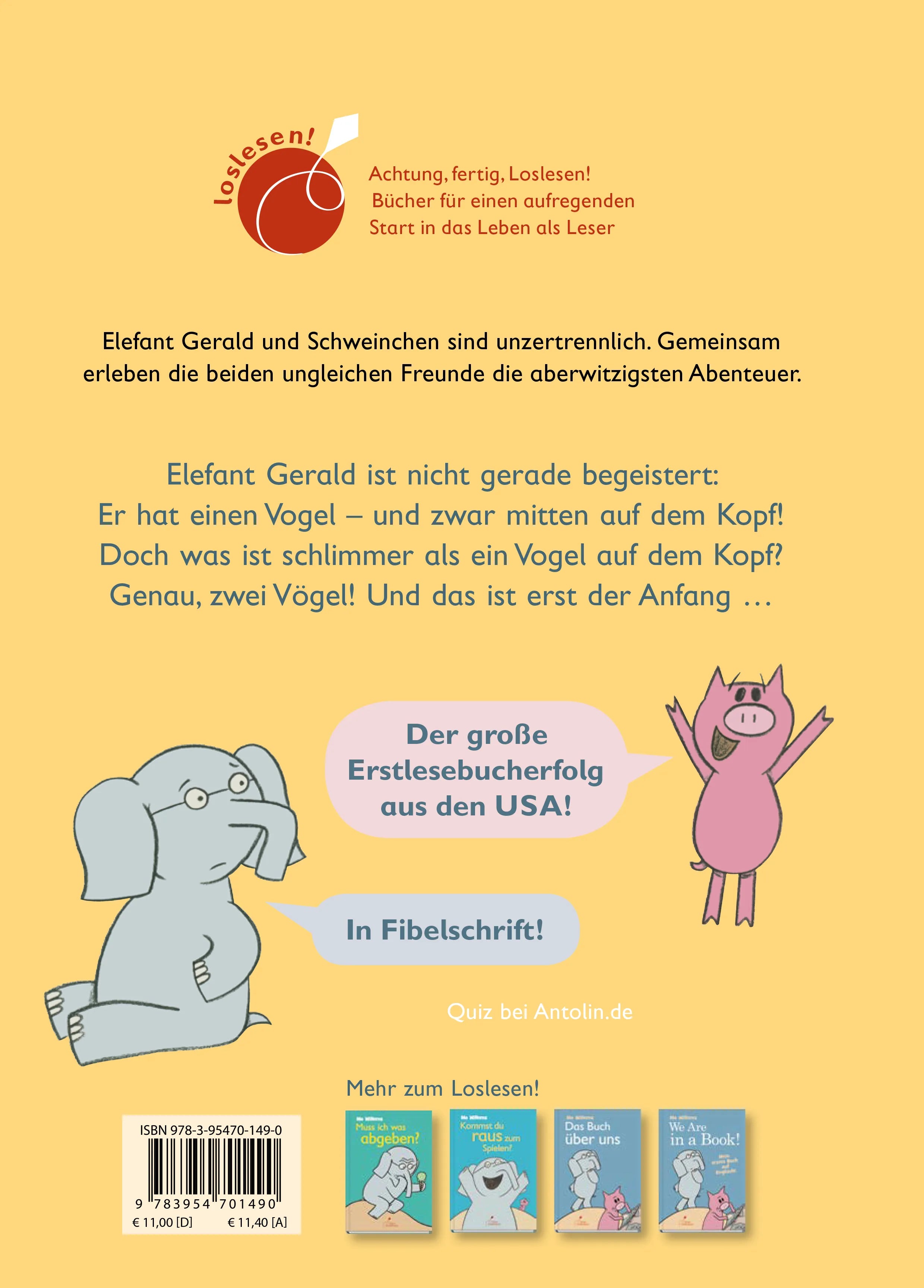 Buchrückseite von 'Du hast einen Vogel auf dem Kopf!' mit Klappentext - Gebundene Ausgabe
