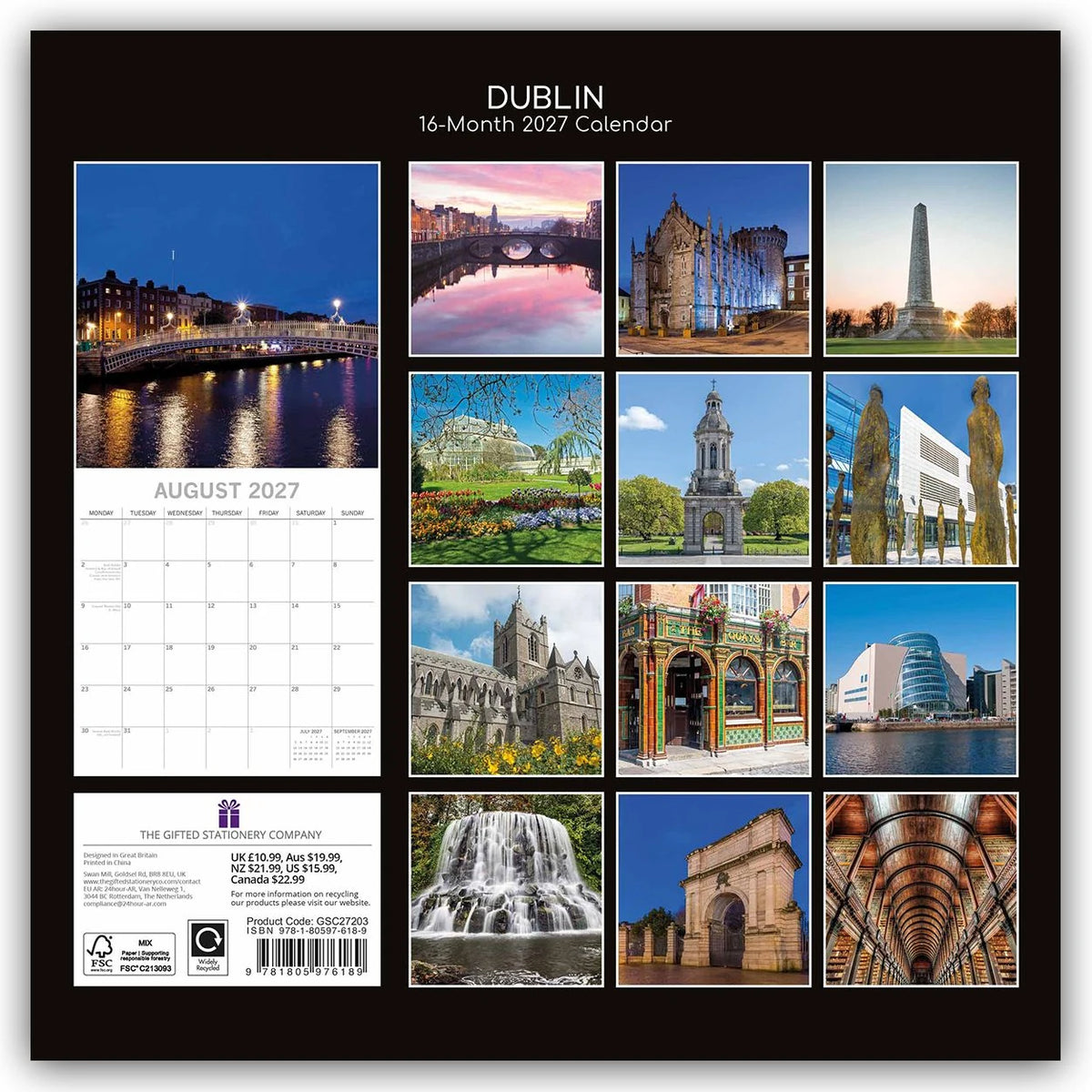 Dublin 2027 – 16-Monatskalender – Ansicht