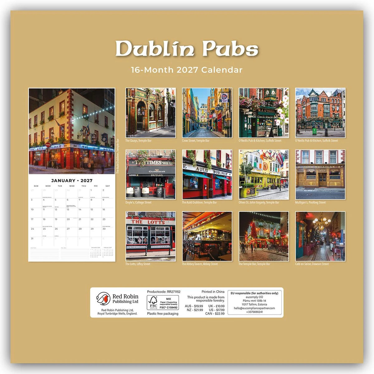 Dublin Pubs 2027 – 16-Monatskalender – Ansicht