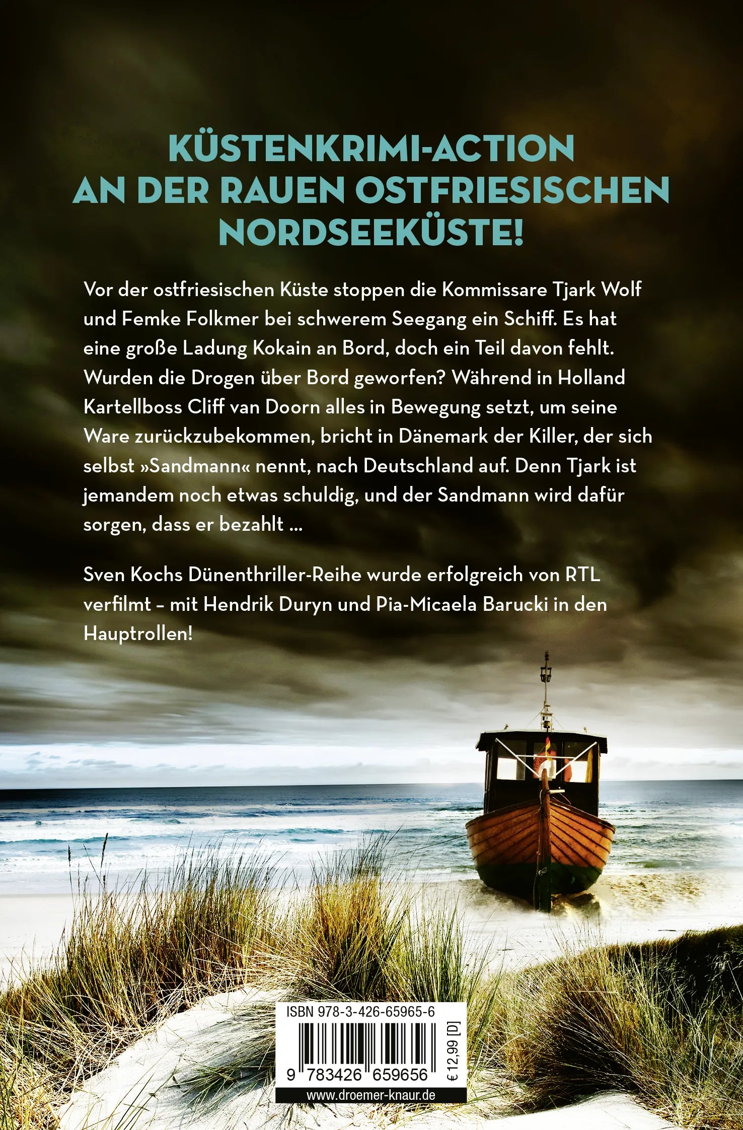 Buchrückseite von 'Dünenwahn' mit Klappentext - Taschenbuch