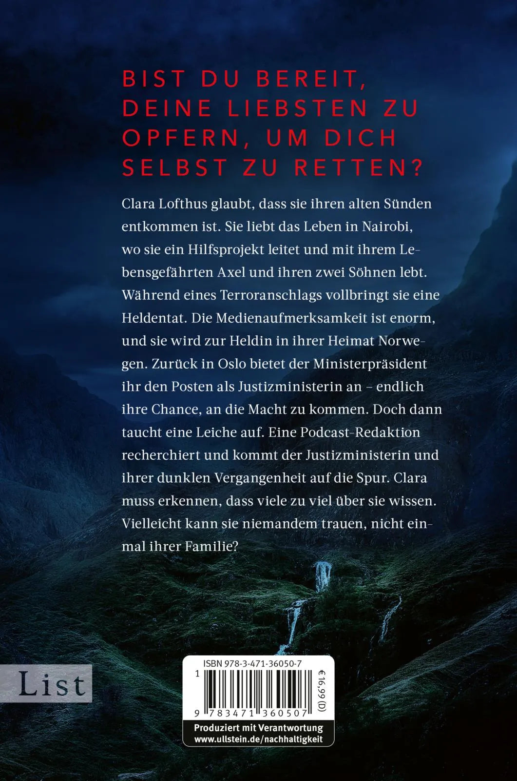 Buchrückseite von 'Düsteres Tal' mit Klappentext - Paperback