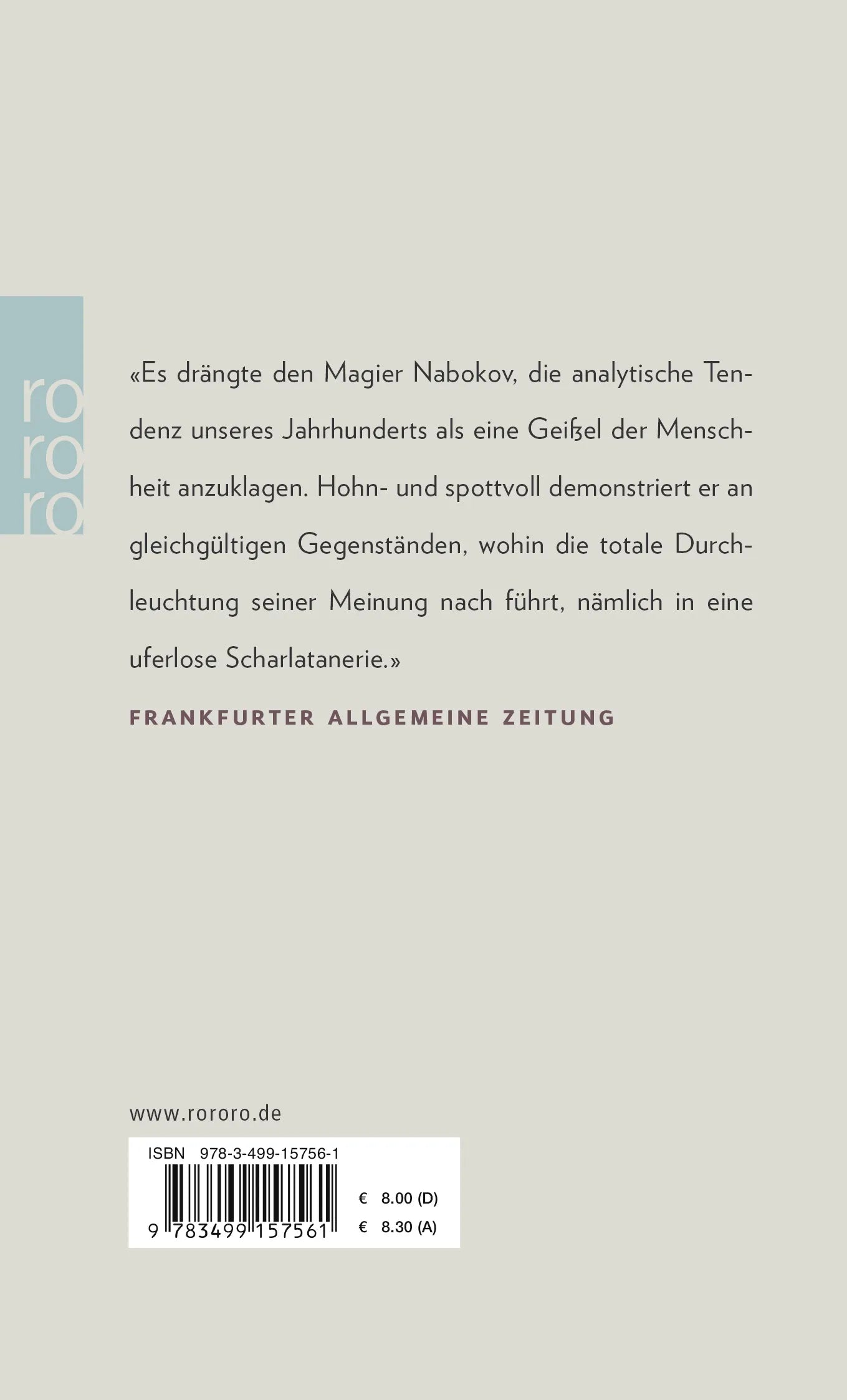 Buchrückseite von 'Durchsichtige Dinge' mit Klappentext - Taschenbuch