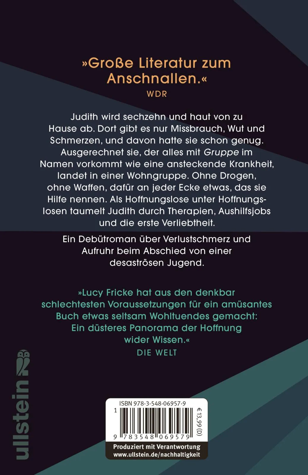 Buchrückseite von 'Durst ist schlimmer als Heimweh' mit Klappentext - Taschenbuch