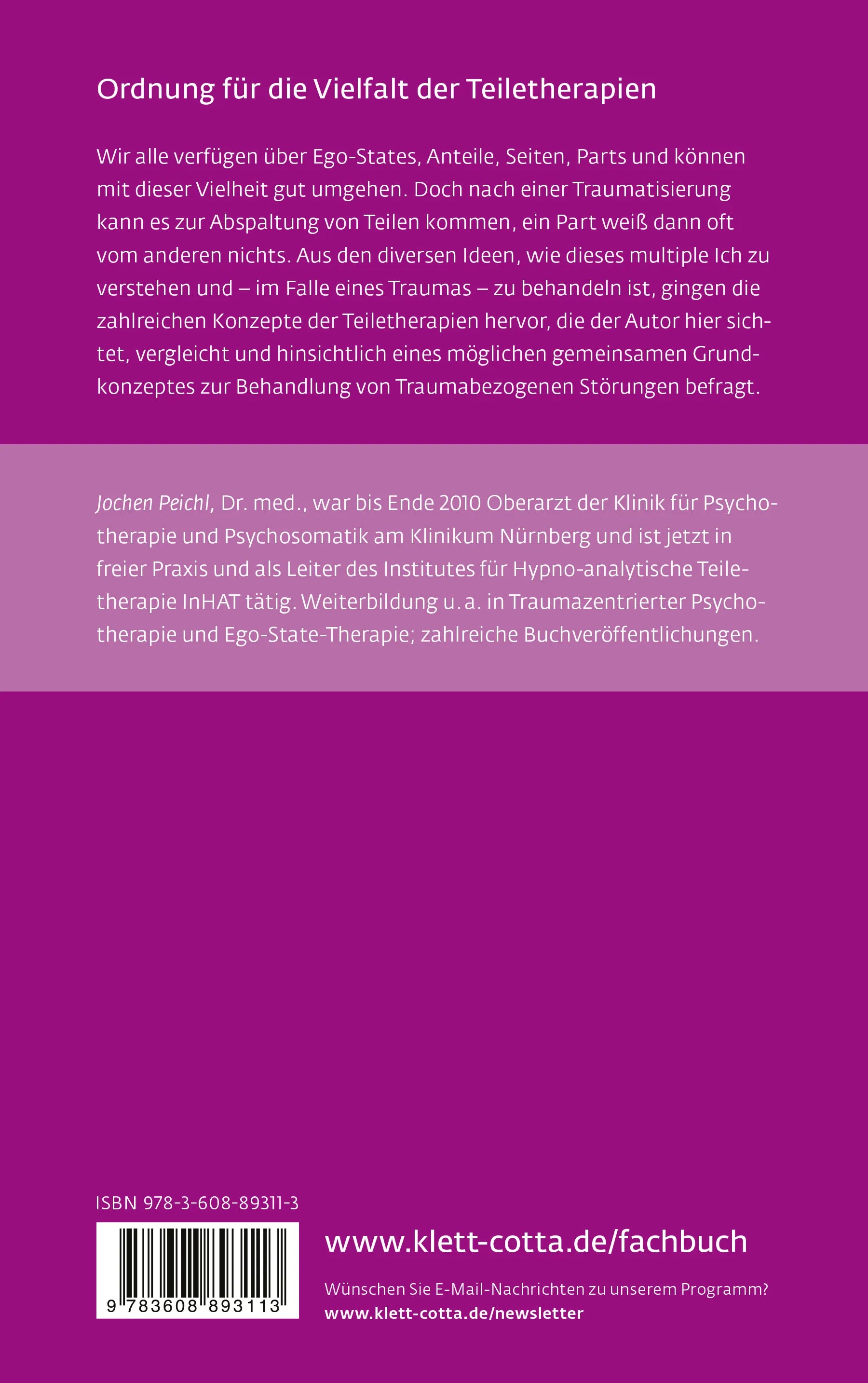 Buchrückseite von 'Ego-States, Seiten, Parts & Co' mit Klappentext - Paperback