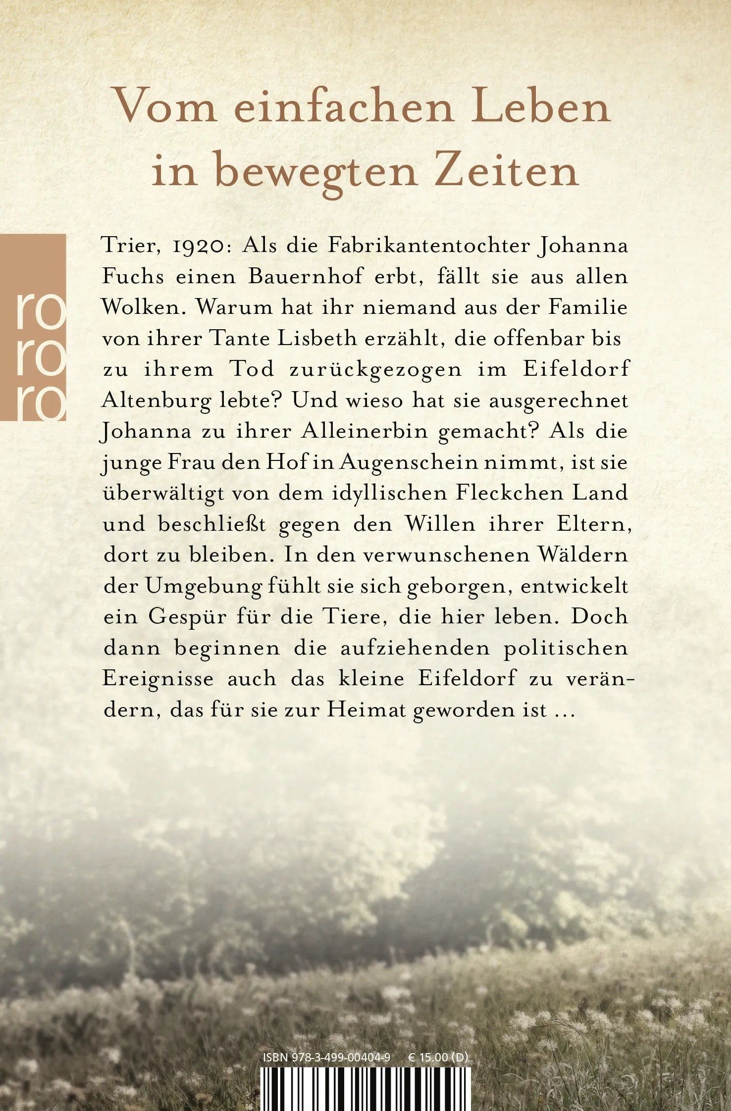 Buchrückseite von 'Eifelfrauen: Das Haus der Füchsin' mit Klappentext - Taschenbuch