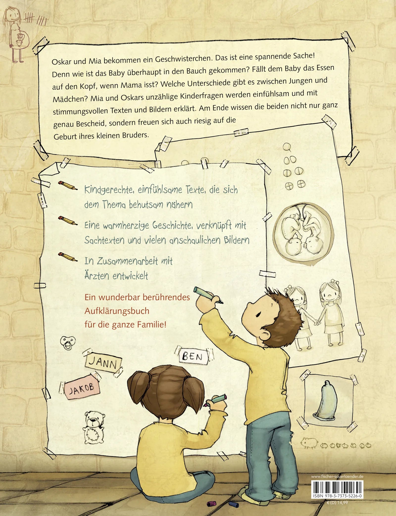 Buchrückseite von 'Ein Baby in Mamas Bauch' mit Klappentext - Gebundene Ausgabe
