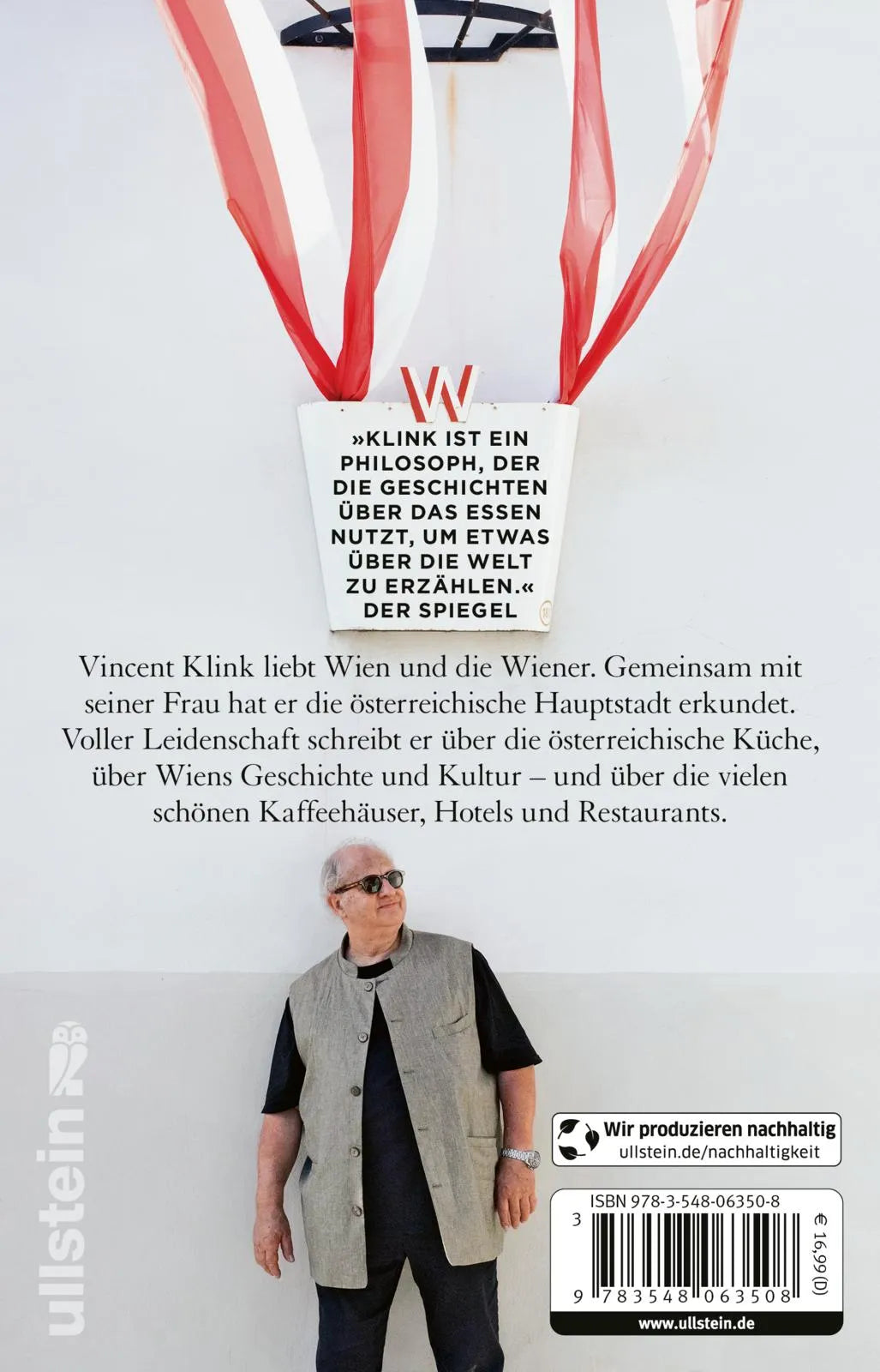 Buchrückseite von 'Ein Bauch lustwandelt durch Wien' mit Klappentext - Taschenbuch