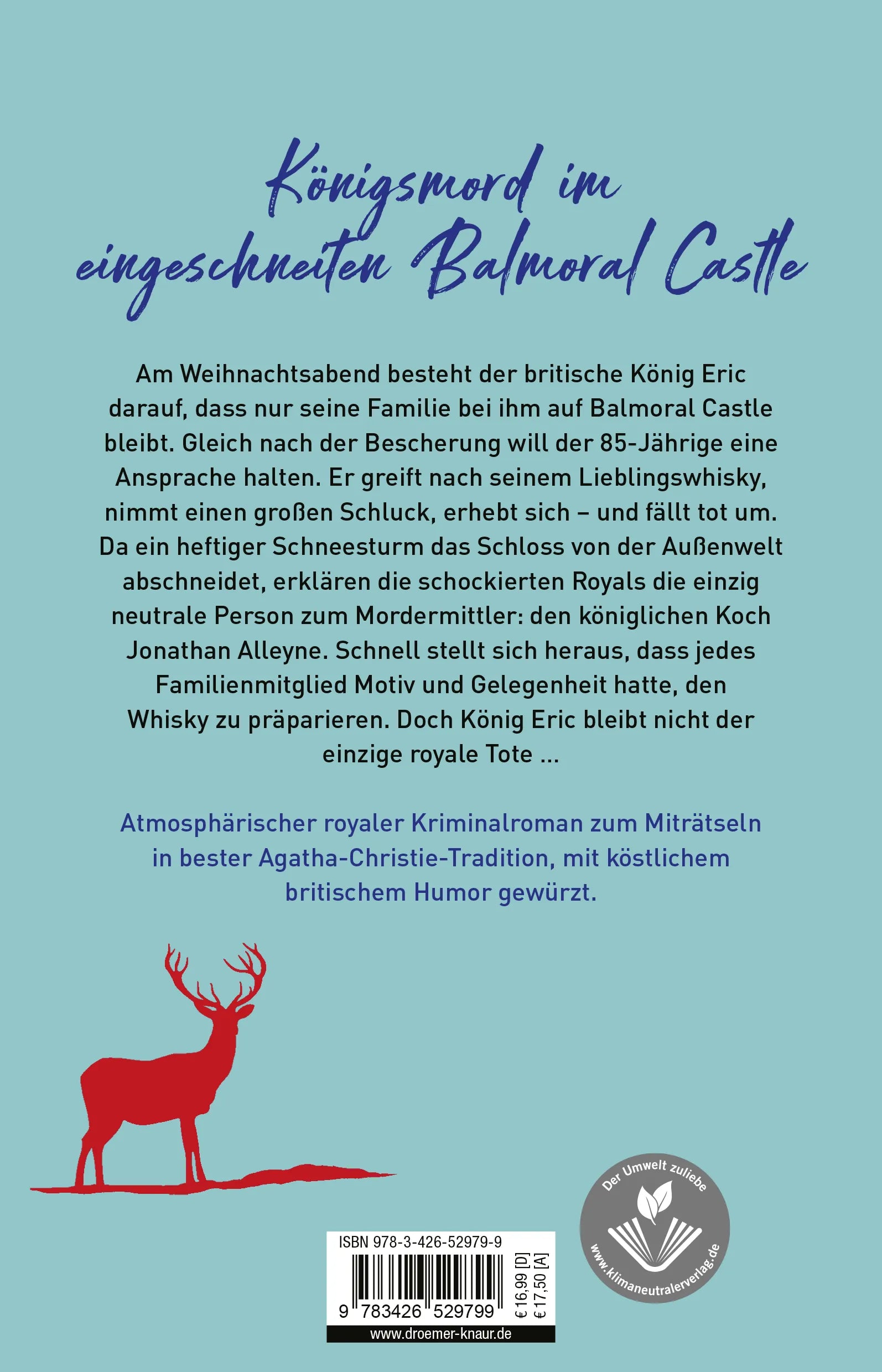 Buchrückseite von 'Ein Fall von Majestätsvergiftung' mit Klappentext - Paperback