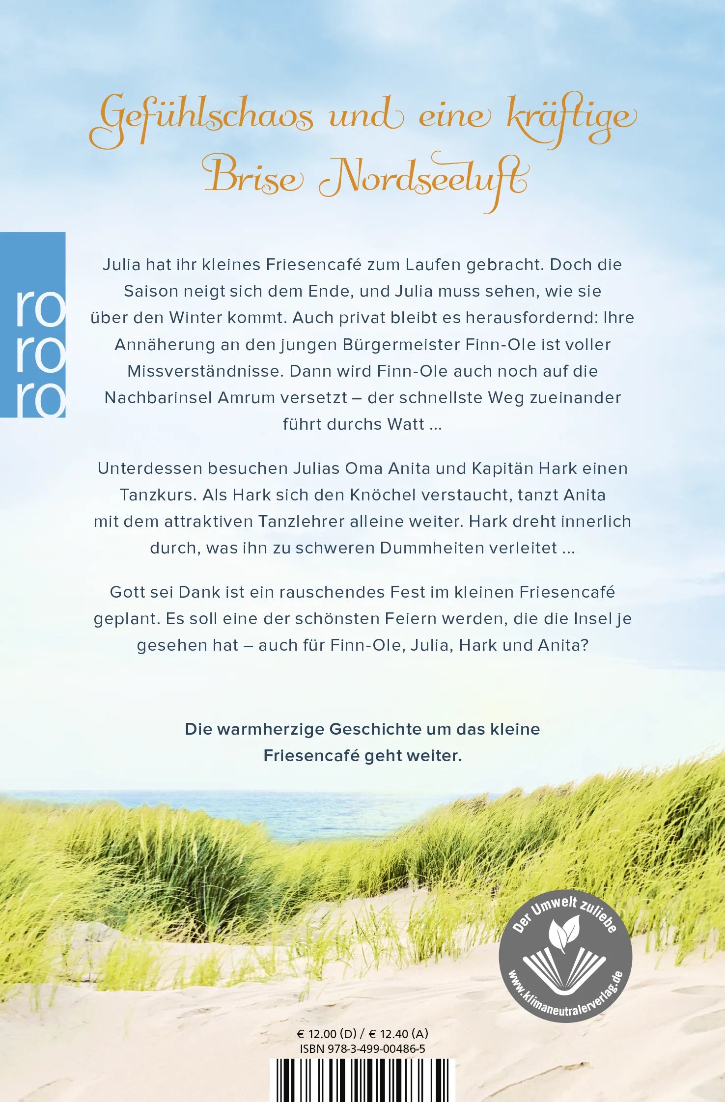 Buchrückseite von 'Ein Fest im kleinen Friesencafé' mit Klappentext - Taschenbuch