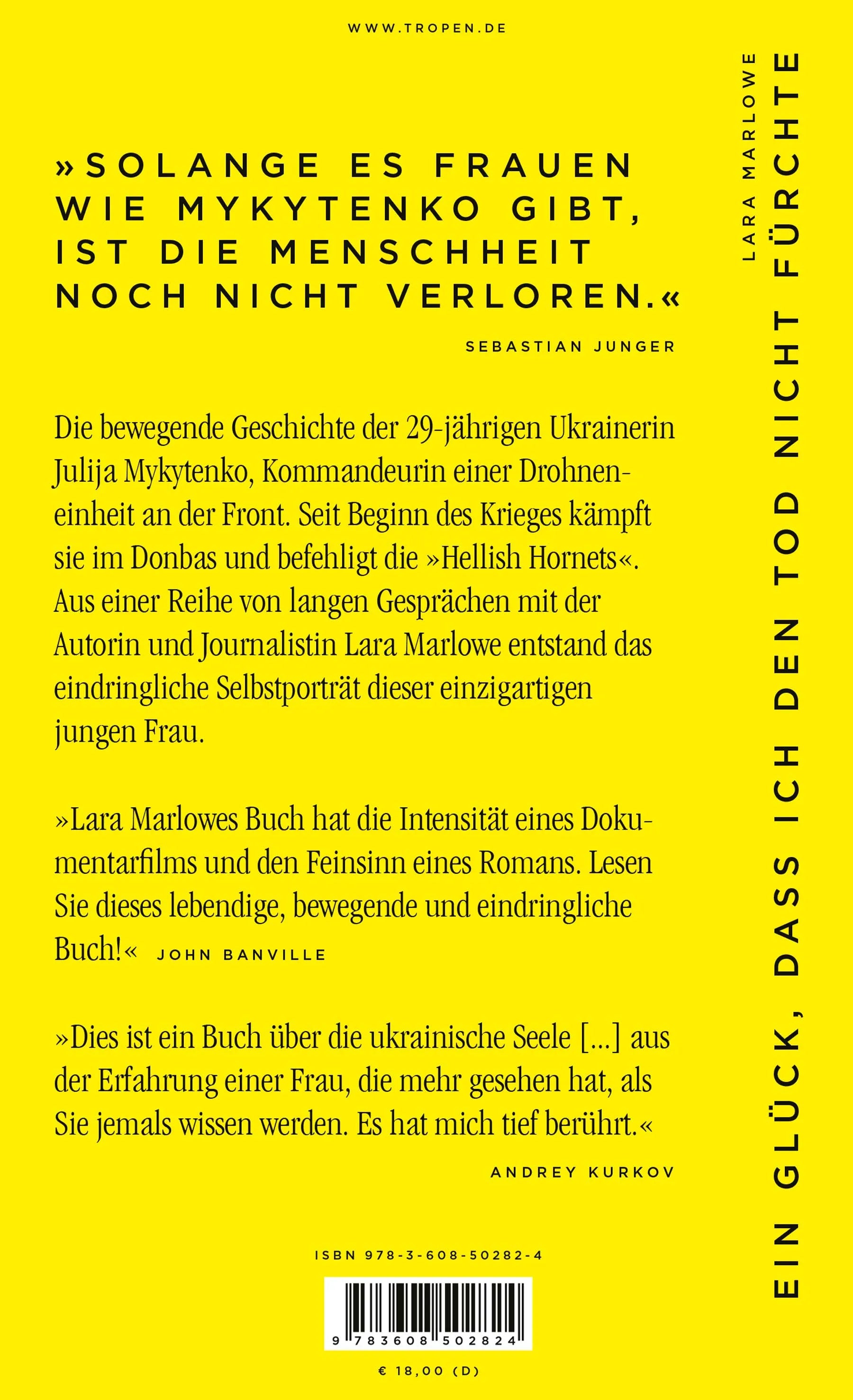 Buchrückseite von 'Ein Glück, dass ich den Tod nicht fürchte' mit Klappentext - Paperback