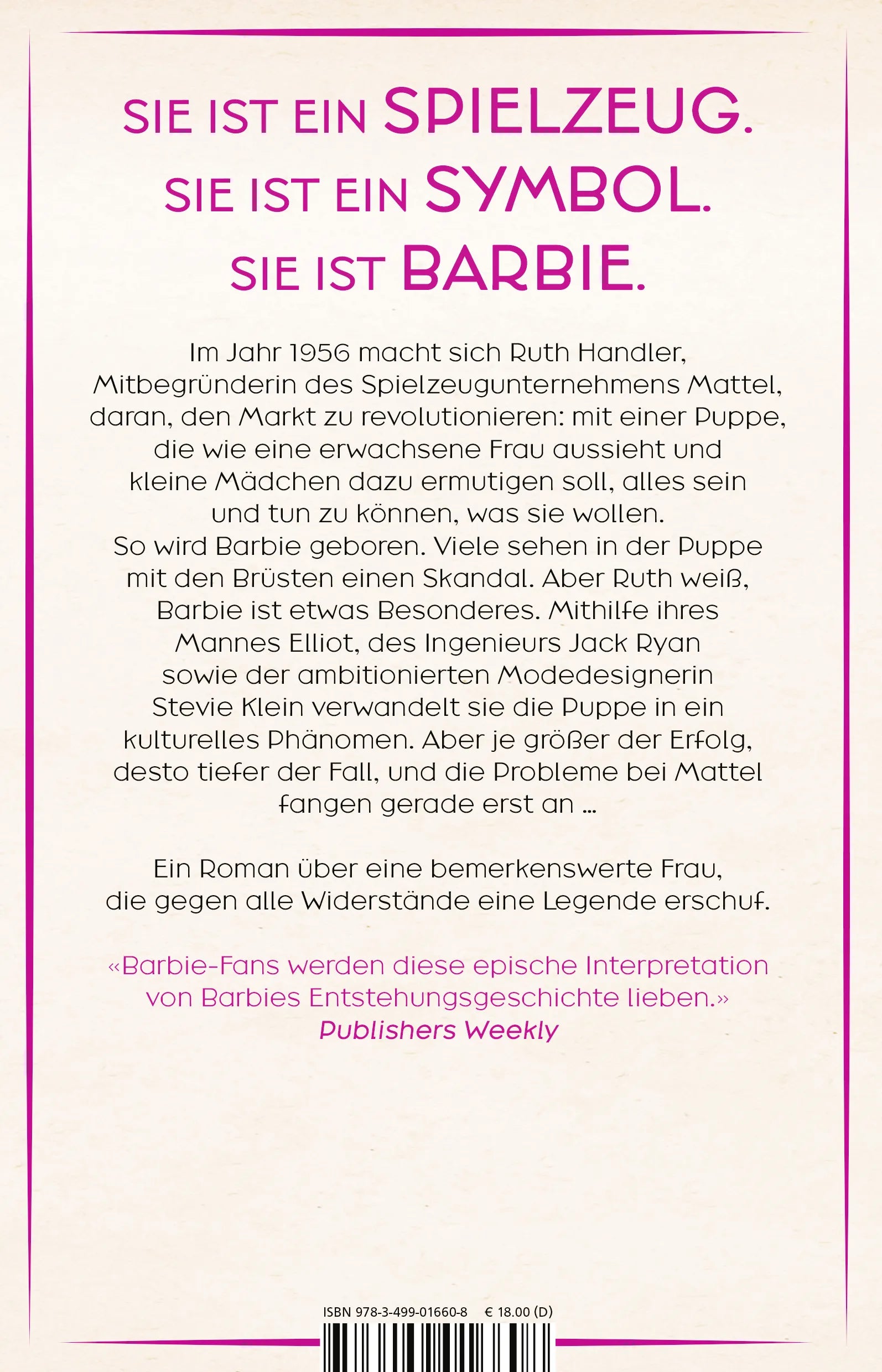 Buchrückseite von 'Ein Leben für Barbie' mit Klappentext - Paperback