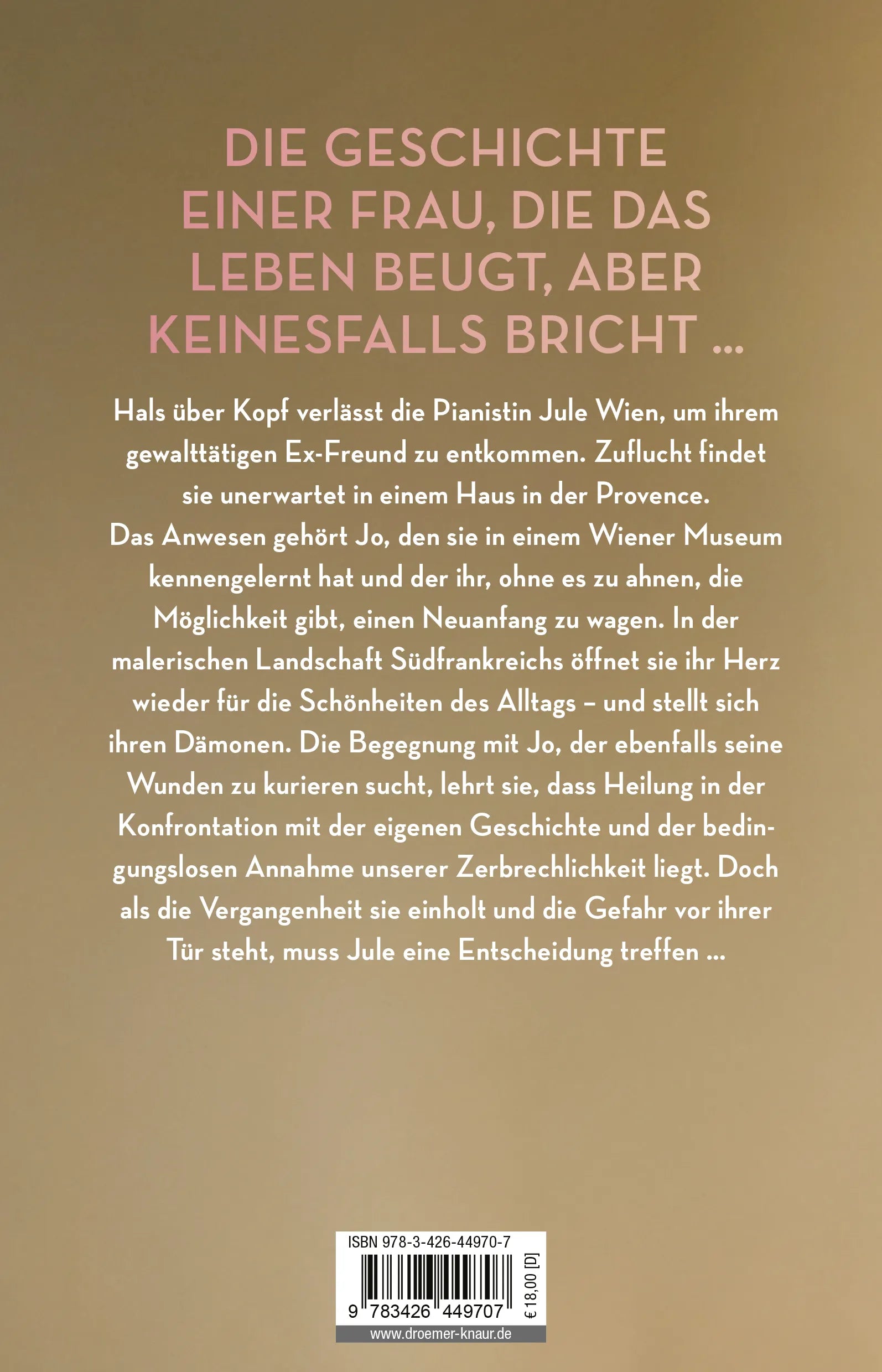 Buchrückseite von 'Ein Leben später' mit Klappentext - Paperback