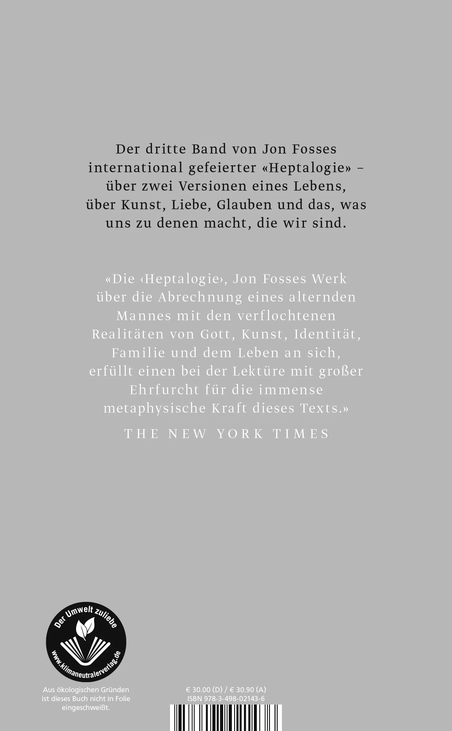Buchrückseite von 'Ein neuer Name' mit Klappentext - Gebundene Ausgabe
