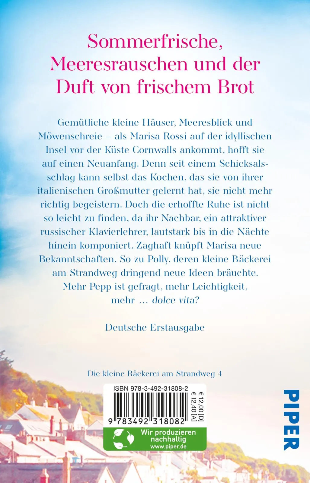 Buchrückseite von 'Ein neuer Sommer in der kleinen Bäckerei' mit Klappentext - Taschenbuch