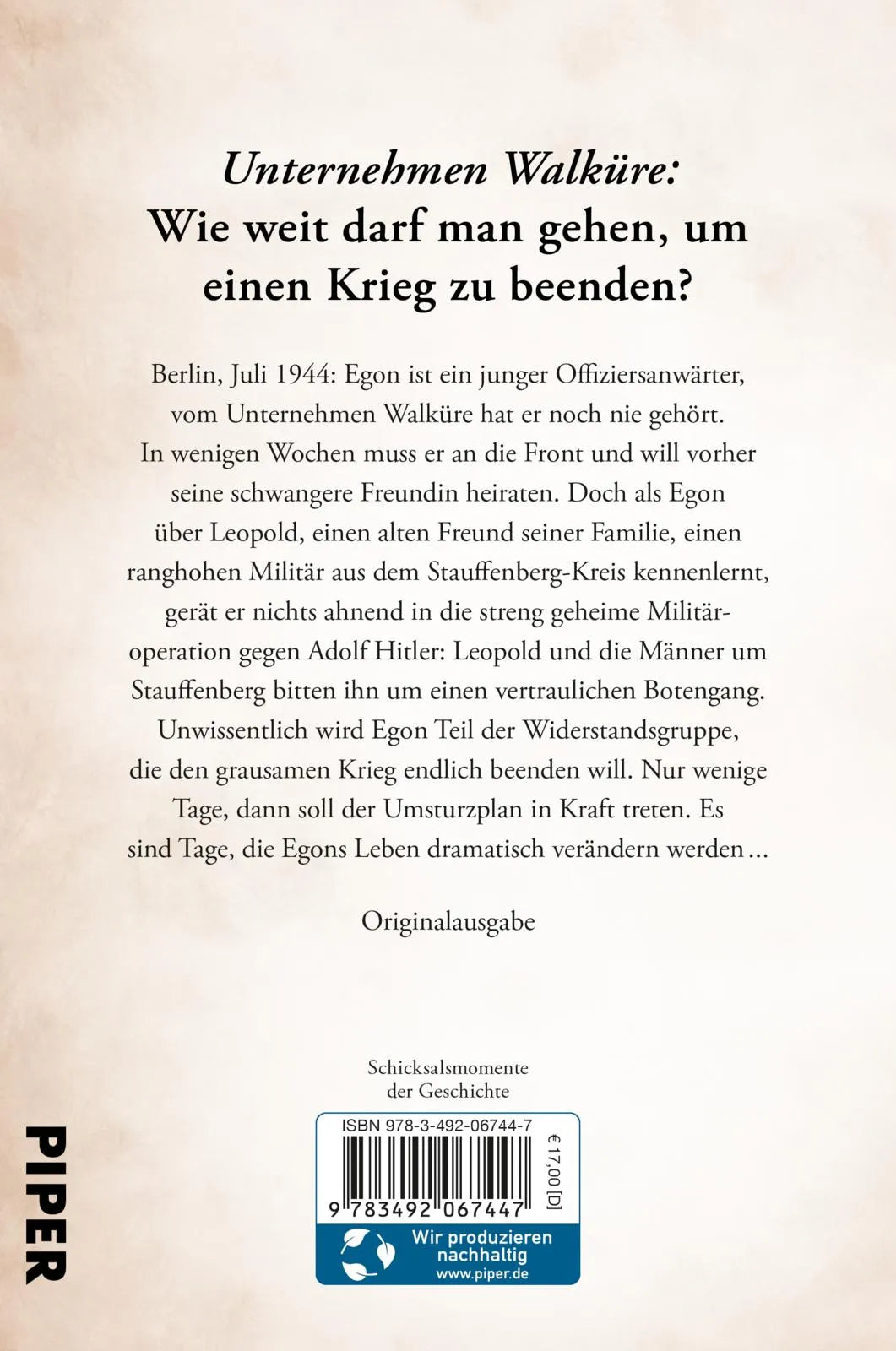 Buchrückseite von 'Ein schwarzer Tag im Juli' mit Klappentext - Paperback
