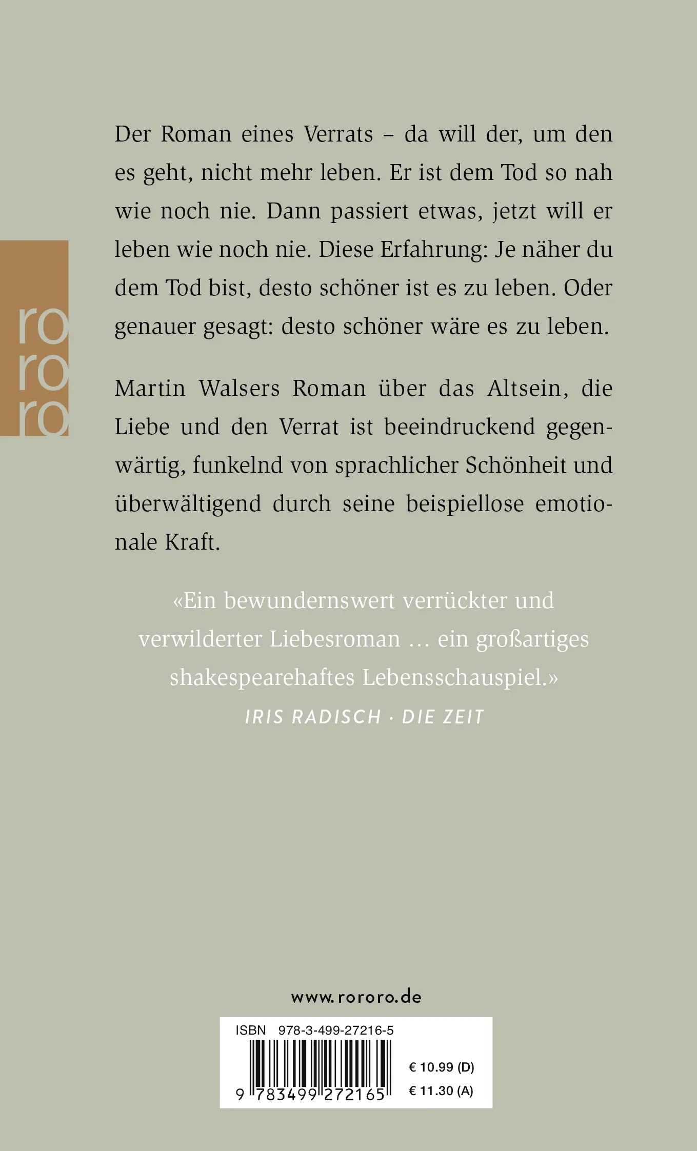 Buchrückseite von 'Ein sterbender Mann' mit Klappentext - Taschenbuch